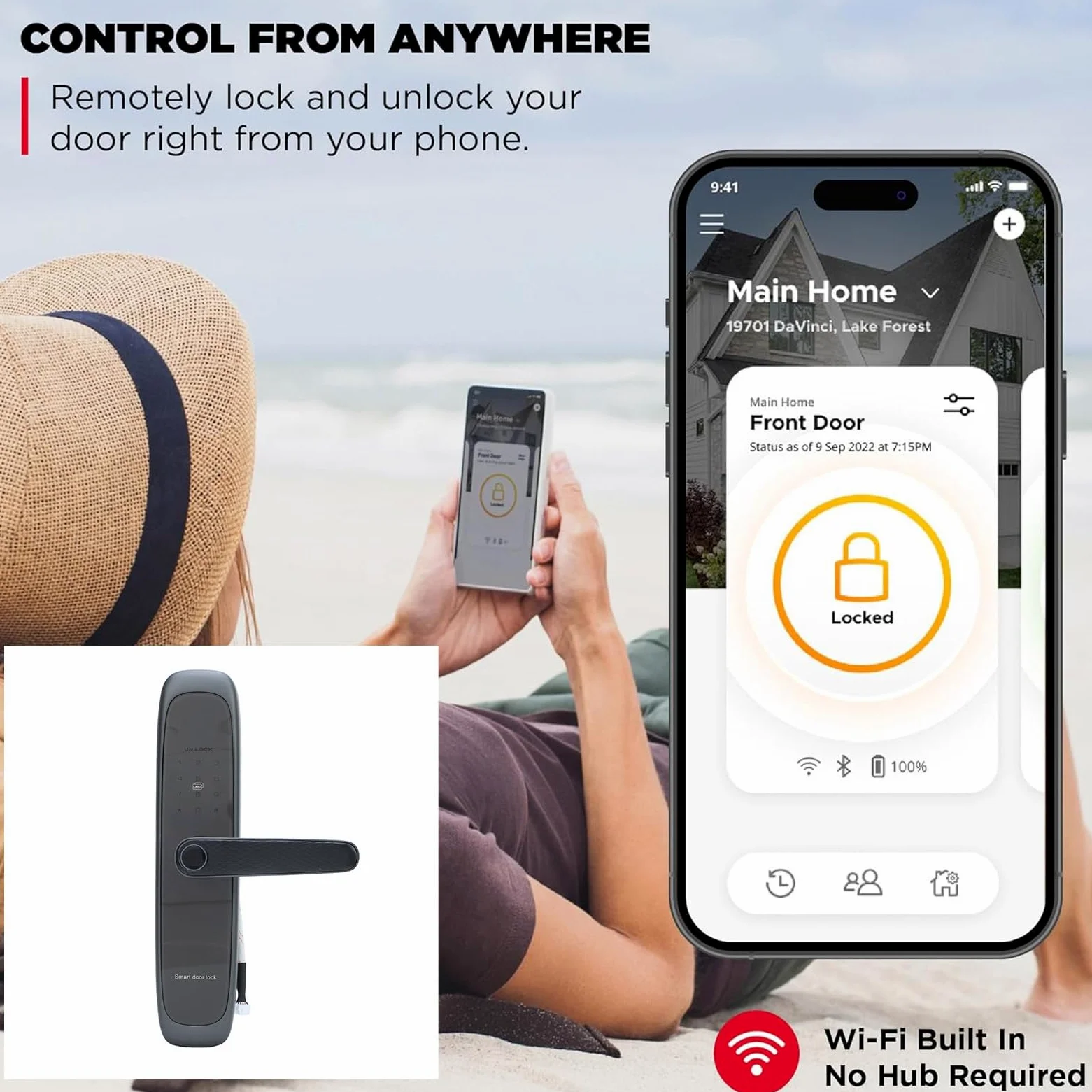 Tastiera con Impronta Digitale Maniglia per Porta Serratura Smart Keyless Entry per Sicurezza Avanzata Domestica Lega di Alluminio 1 unità (6068)