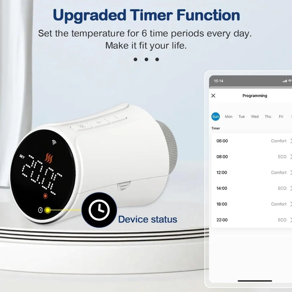 Valvola termostatica per termosifone intelligente Tuya Smart App Control - Termostato programmabile per riscaldamento settimanale compatibile con & Alice