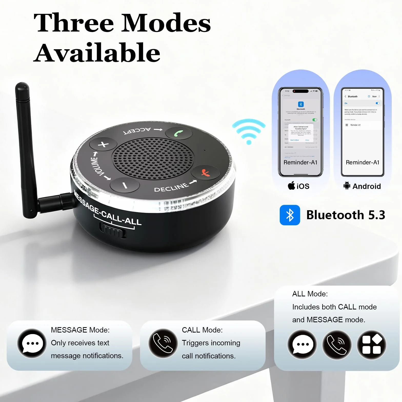 PebblePulse Amplificatore per altoparlante del telefono, suoneria esterna per telefono cellulare con suoneria forte e allarme flash LED, rispondere direttamente alle chiamate, ideale per uso domestico