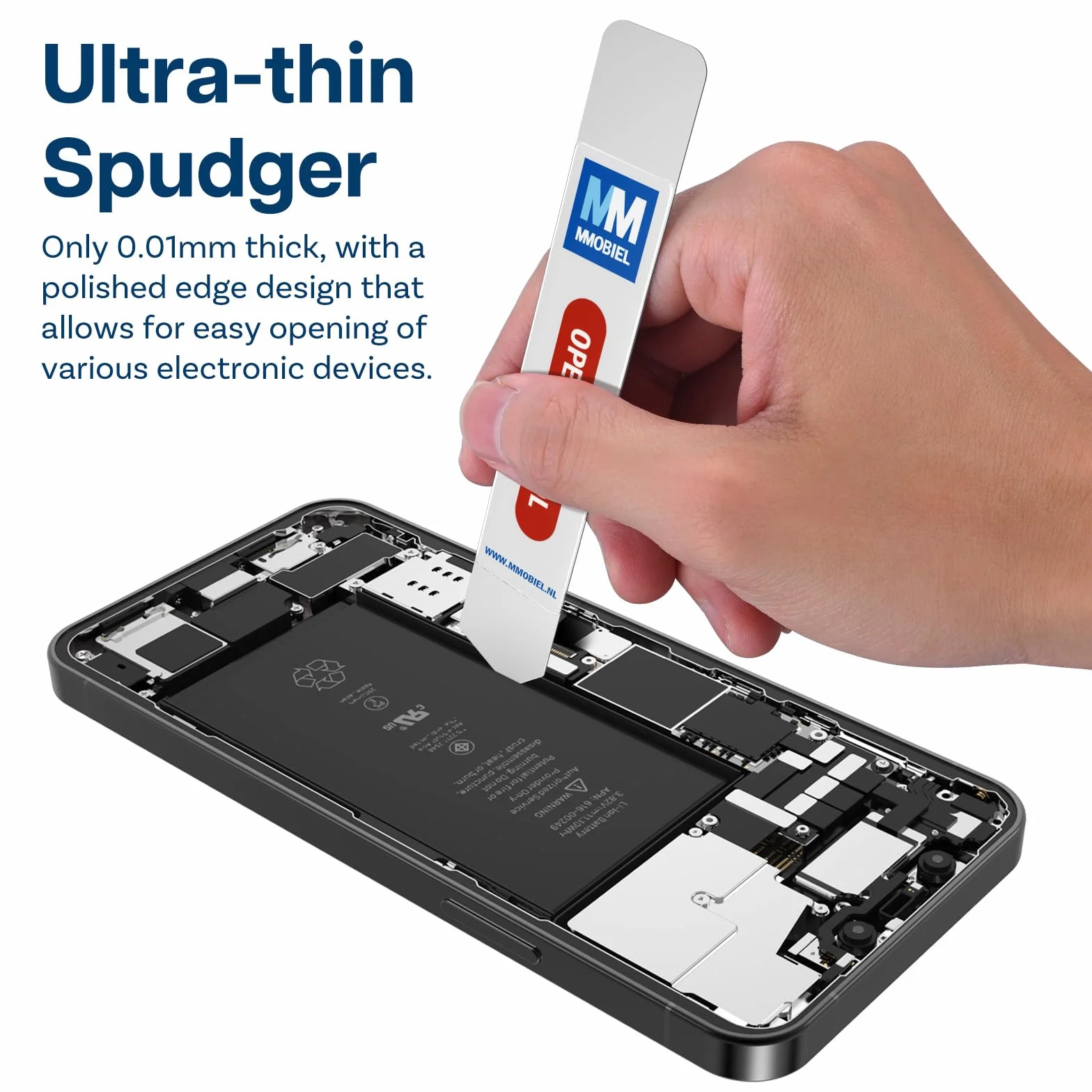 MMOBIEL Spudger Leva Lama in Acciaio Inossidabile Ultra Sottile per Apertura Riparazioni Impugnatura Grip Gomma