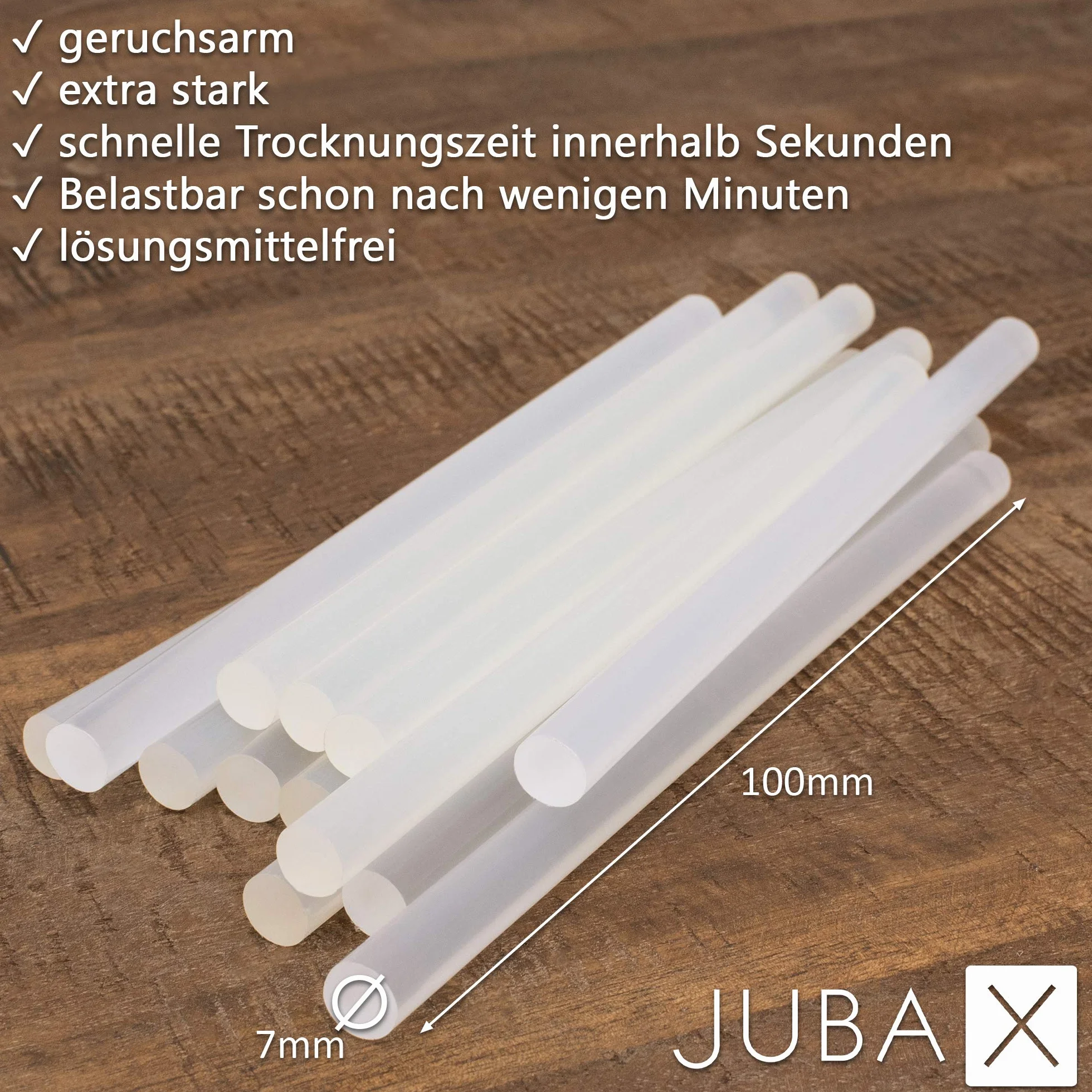 JubaX 50 bastoncini colla a caldo trasparenti per pistola colla decorazione bricolage Made in Germany