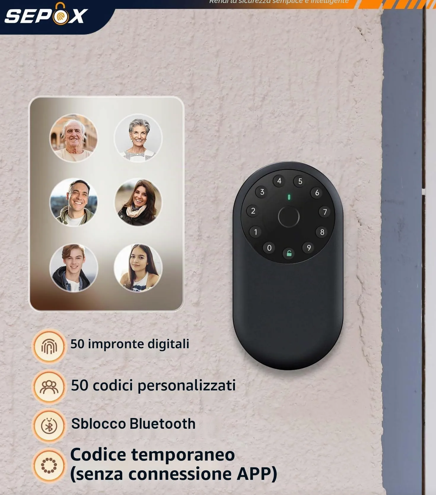 SEPOX Smart Key Lockbox, cassetta di sicurezza portatile e da parete per esterni, con Bluetooth e controllo tramite app, in alluminio resistente alle intemperie, gancio rimovibile, per Airbnb, ufficio