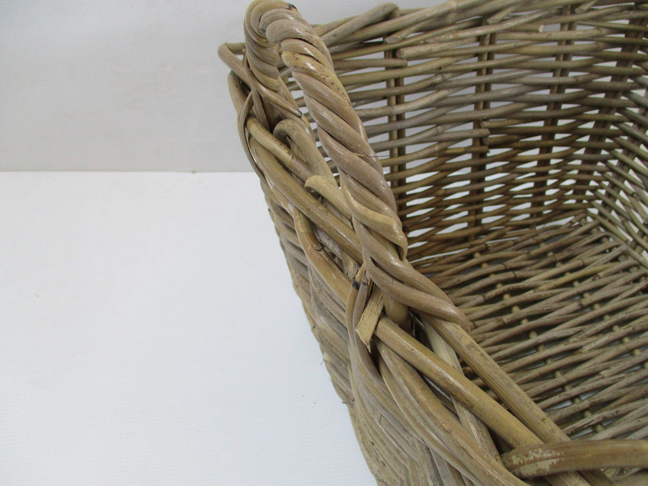 CESTO PORTA LEGNA VIMINI IN GIUNCO KUBO CM 50x38X25 H ALTEZZA CON MANICO H 30