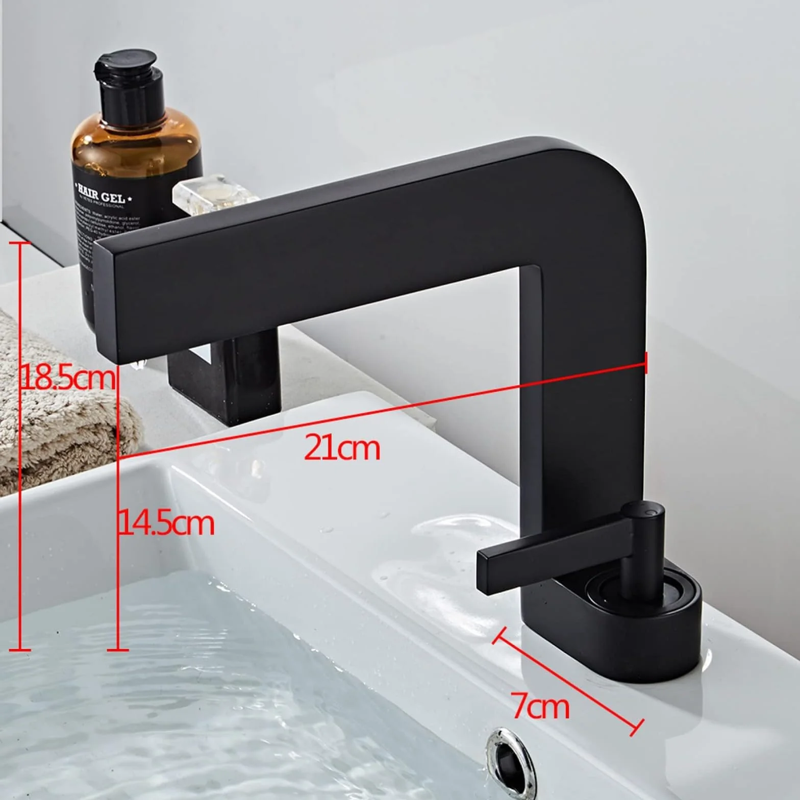 Rubinetto lavabo nero opaco cromato design quadrato miscelatore acqua calda fredda