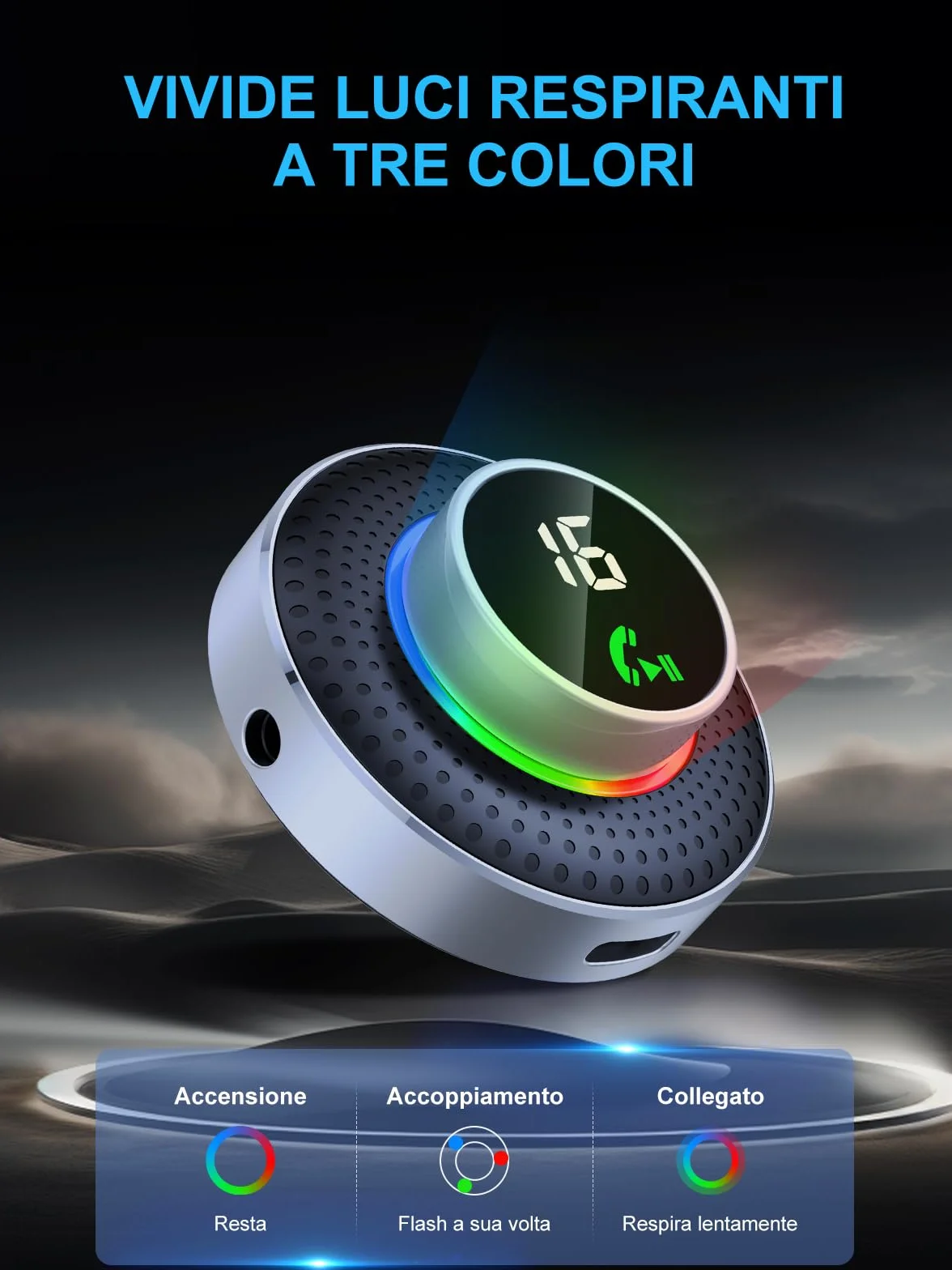Glangeh Ricevitore Adattatore Bluetooth 5.3 Auto AUX, Pulsante Ingrandito e LED Schermo, con Jack 3,5mm, per Stereo/Altoparlante/Cuffie, Chiamate In Vivavoce, Supporta Siri