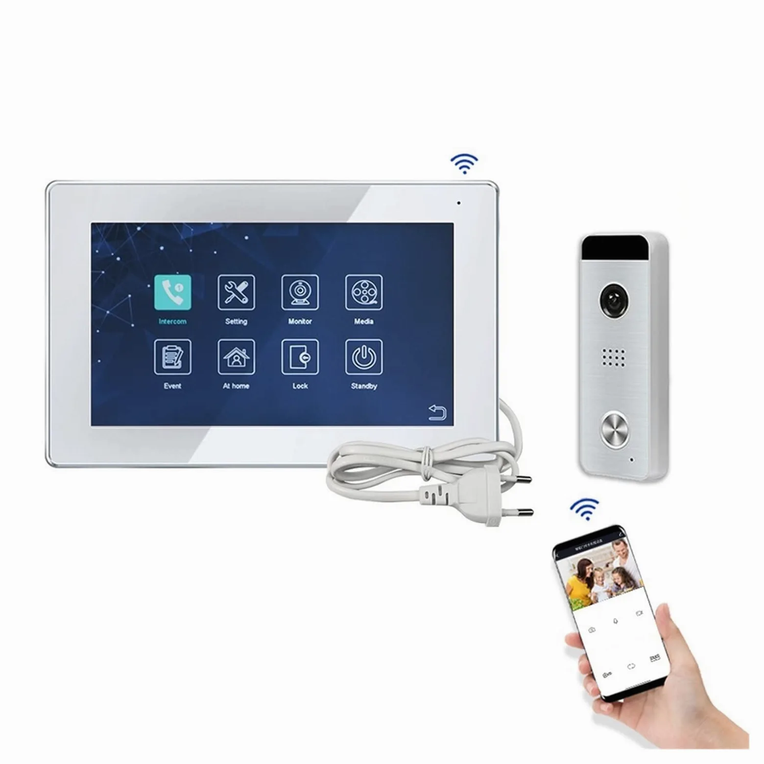 Videocitofono Wifi, Videocitofono Tuya da 10 pollici for il videocitofono multilingua del telefono del portello del touch screen domestico con controllo di accesso remoto per la sicurezza domestica(J-
