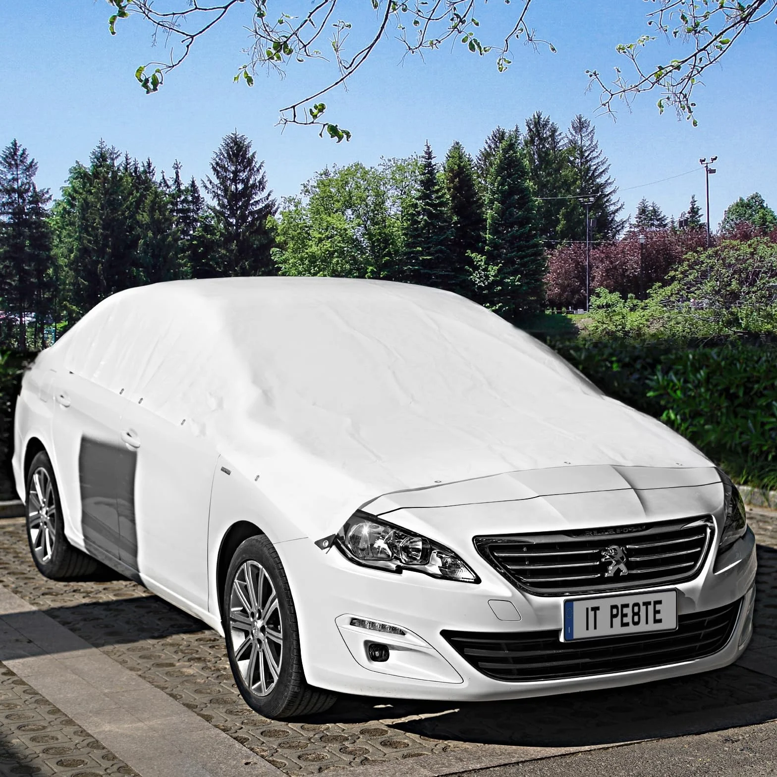 WOLTU Telone Idrorepellente per Esterno 3x4 m Telo Occhiellato Rinforzato in PE 140g/m² Copertura per Piscina Auto, Mobili da Giardino, Antipioggia e Antivento, Bianco
