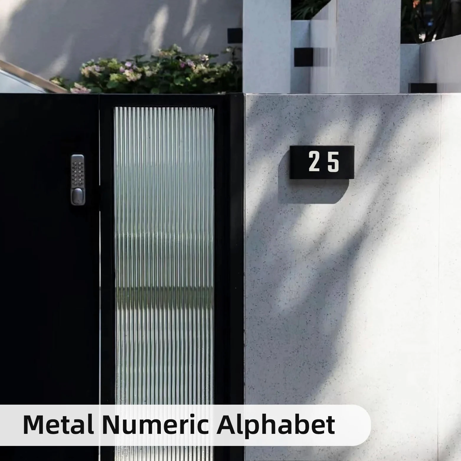 Numeri civici in metallo, 5,1 cm, in metallo, stile moderno, per porta del giardino, per appartamenti, esterni, fattoria, lettere decorative con kit per chiodi, segnaletica per visibilità (bianco)