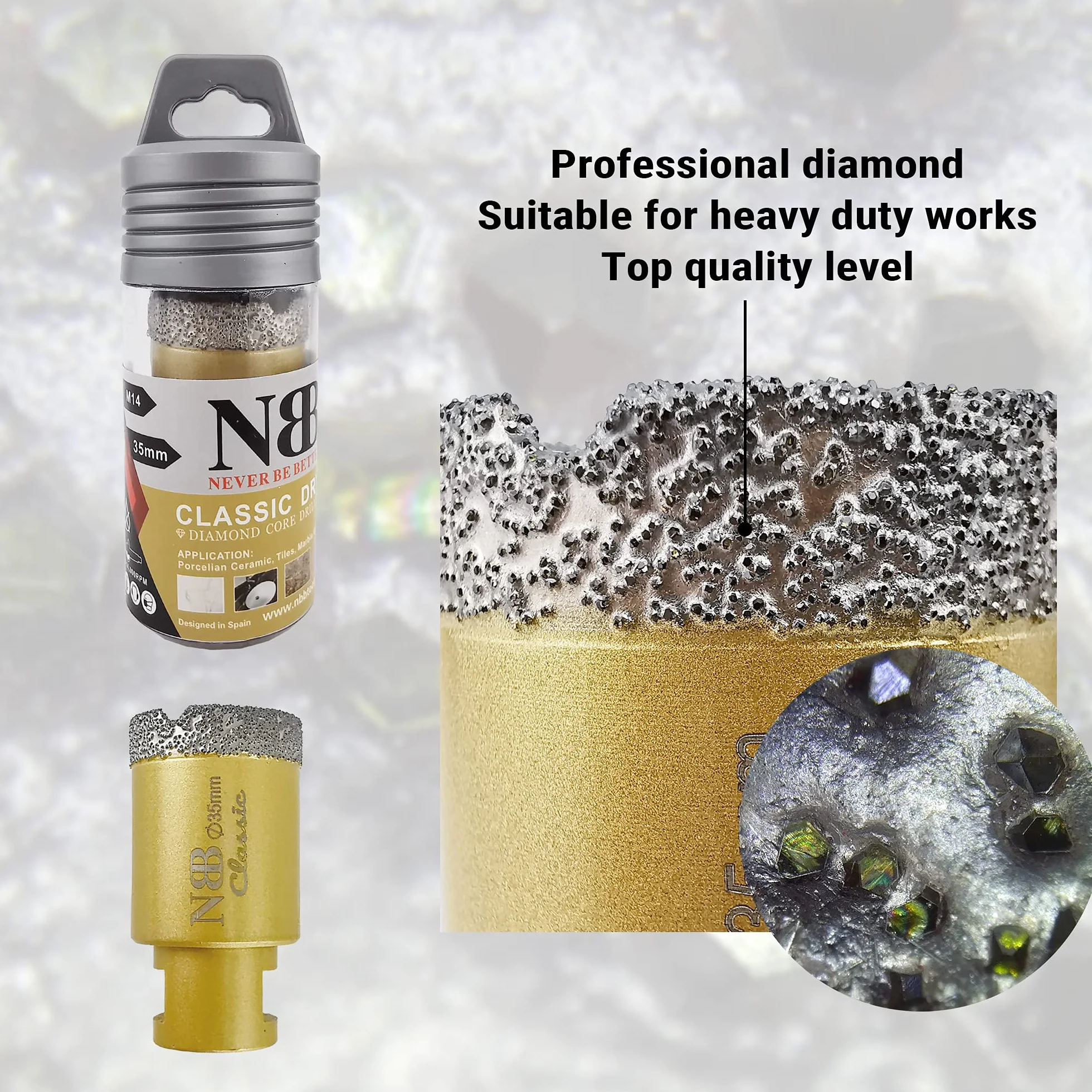 NBB Punta a tazza diamantata M14 Classico d'Oro 35mm per smerigliatrice angolare