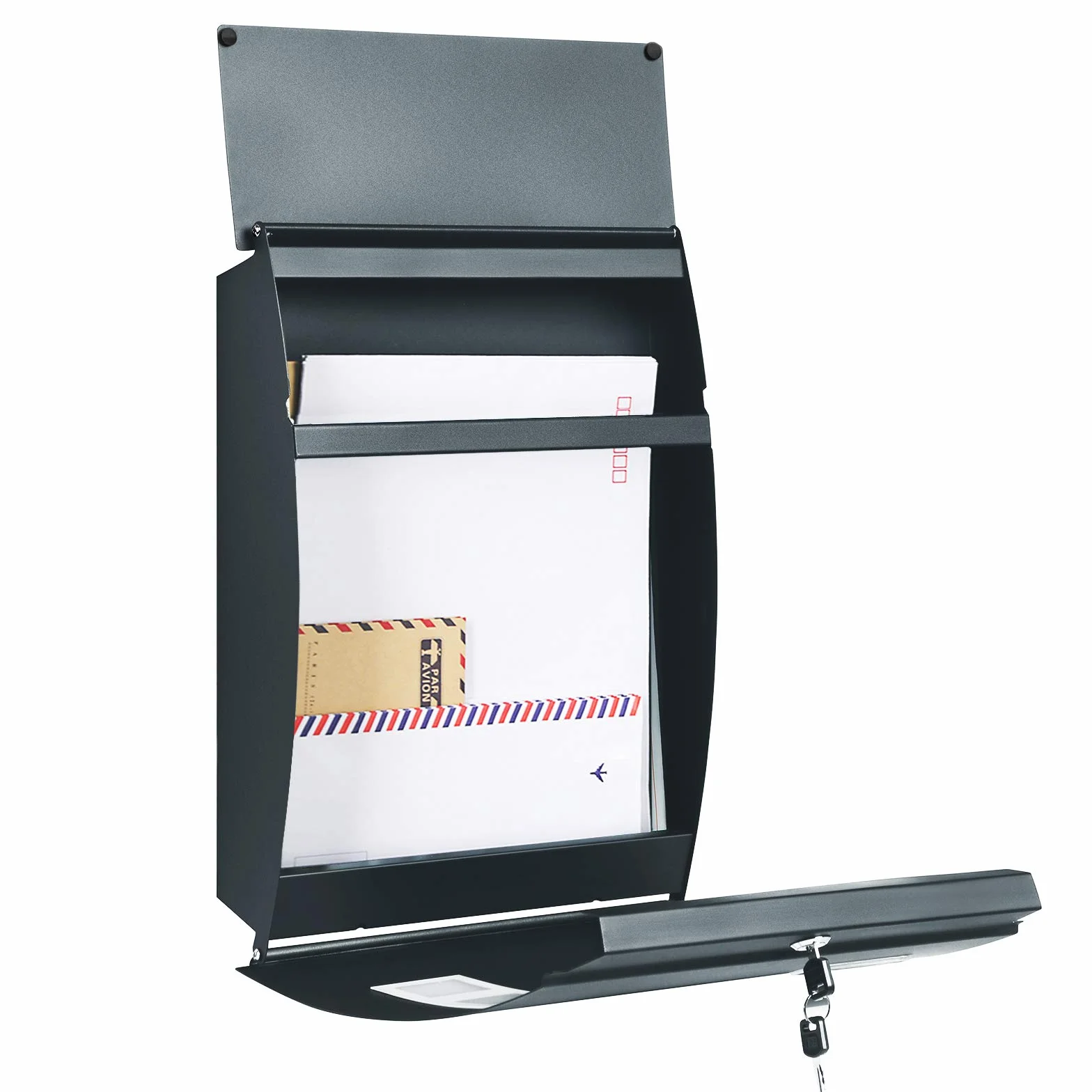 SONGMICS Cassetta postale da parete grigio antracite con finestre slot per nome 2 chiavi GMB030G02