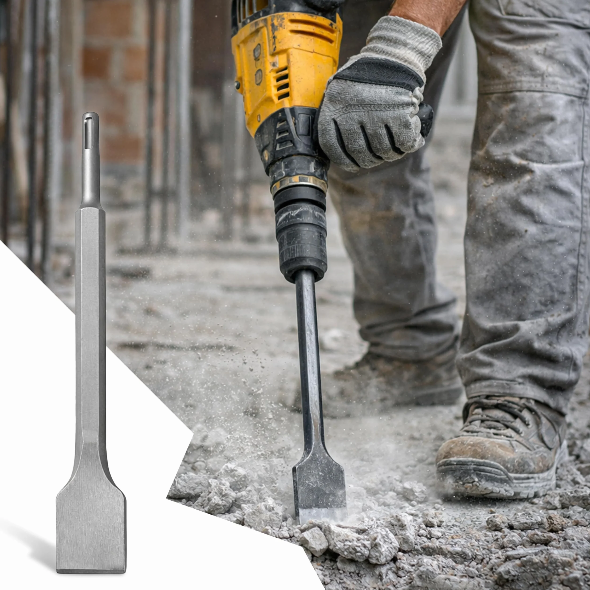 Retoo SDS Plus zestaw 4 sztuk 250 mm dłuta do płytek betonu cegły asfaltu