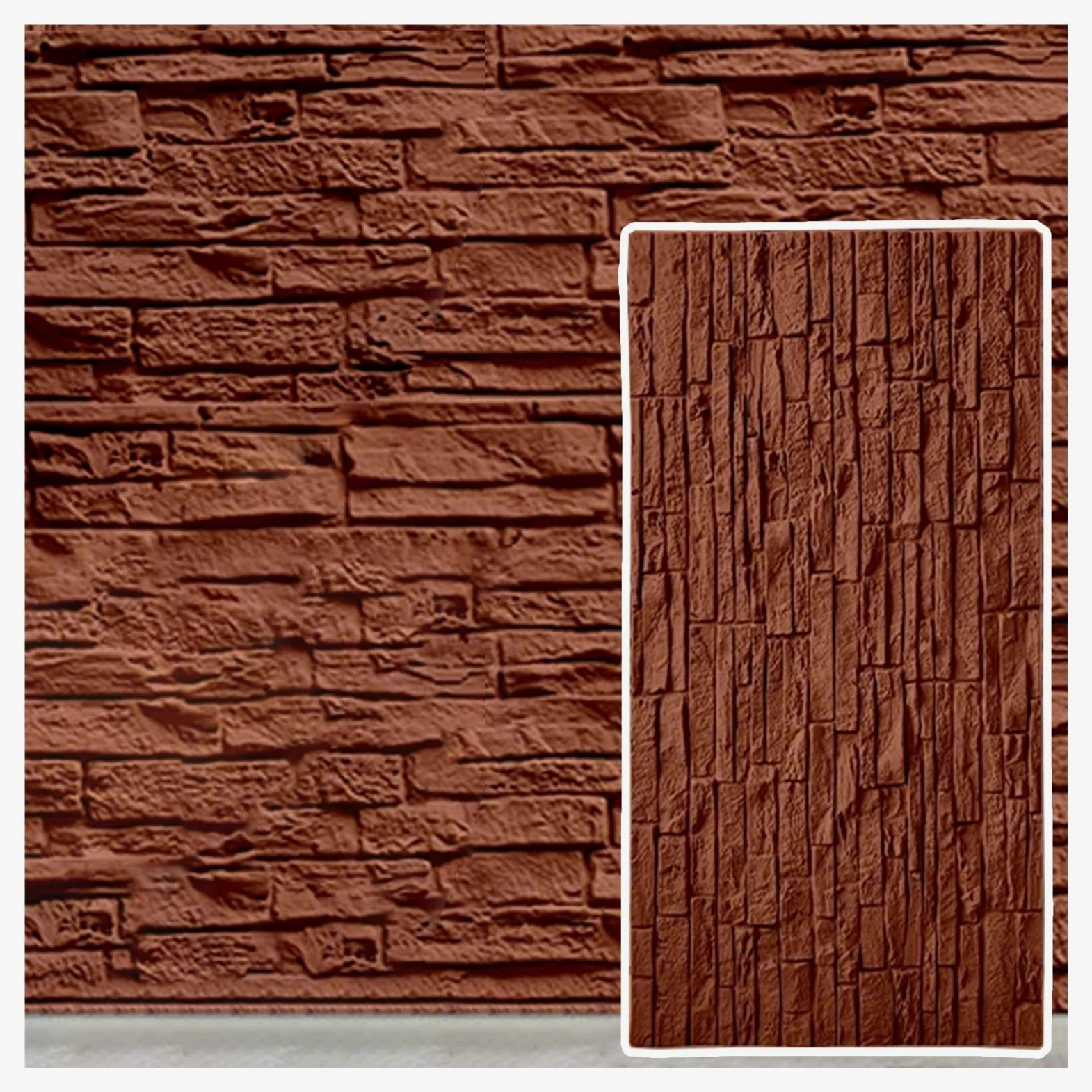 Piastrelle da parete in finta pietra, pannelli testurizzati 3D, rivestimento murale moderno effetto mattone per balcone, villa, cortile, interni o esterni