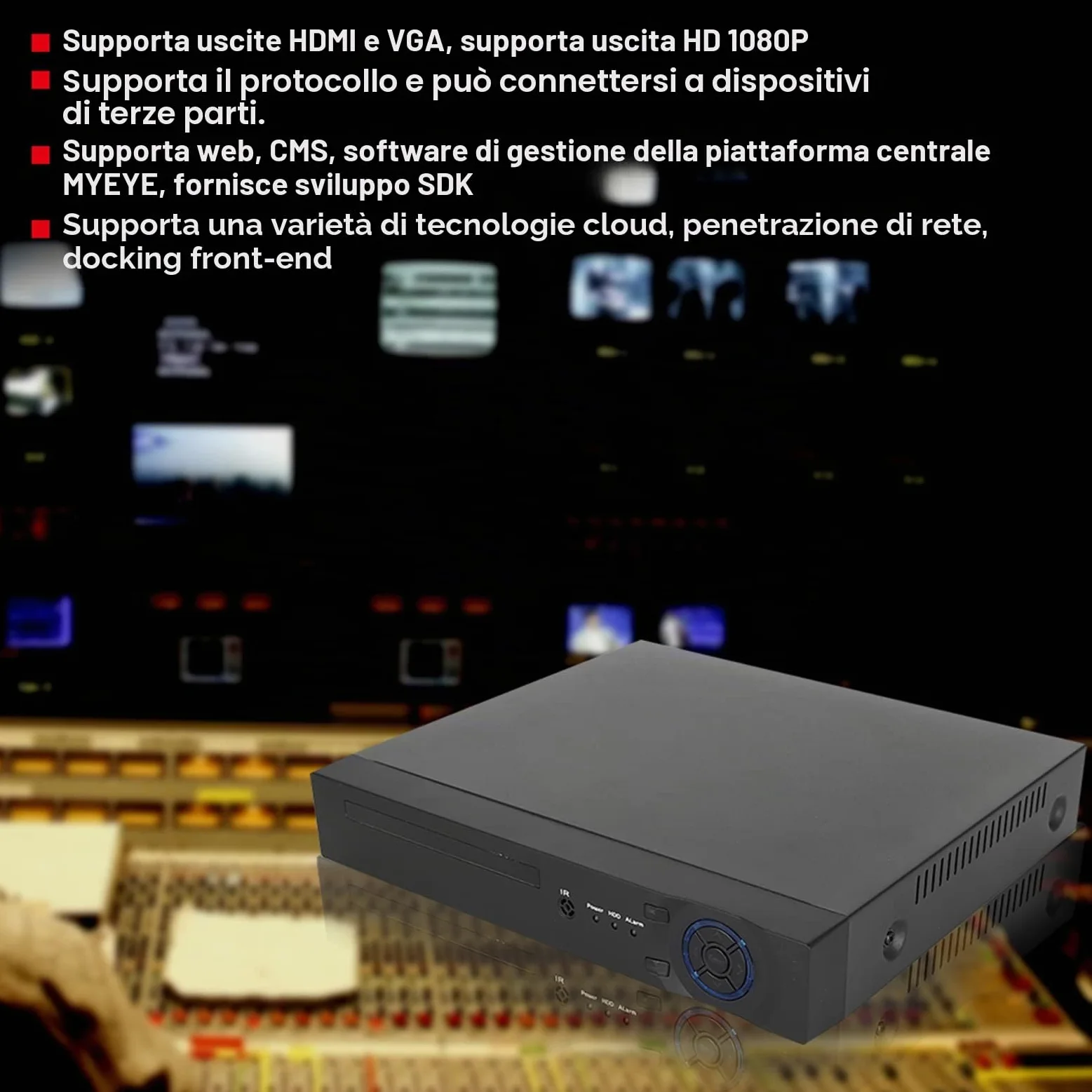 Videoregistratore di rete, AHD TVI CVI CVBS Registratori IP NVR Registratore su disco rigido di sorveglianza con rilevamento del movimento, Visualizzazione remota per telecamera di sicurezza(EU)