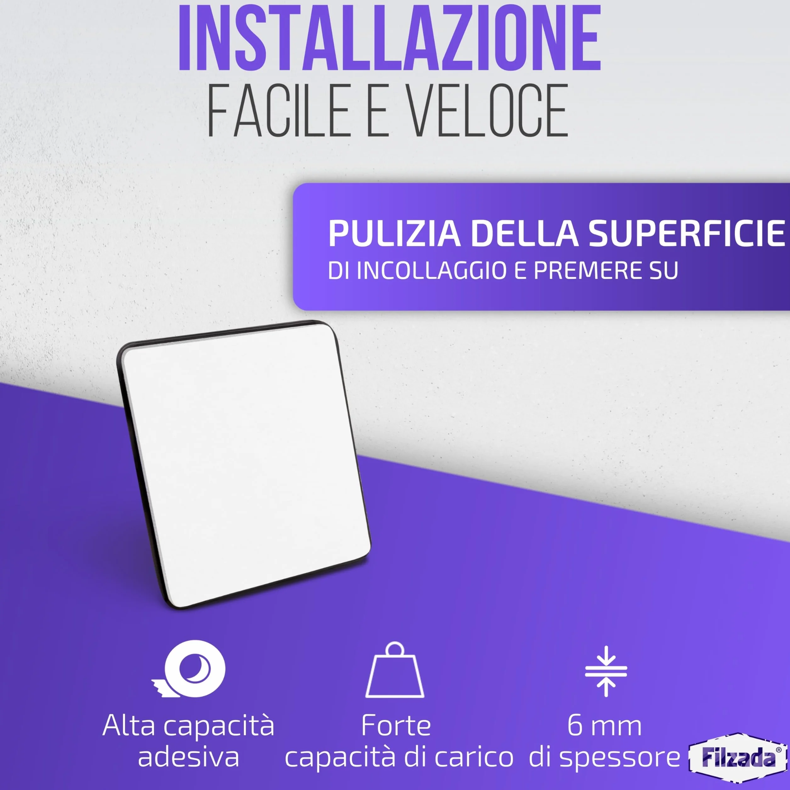 Piedini per mobili autoadesivo in Teflon 50x50 mm quadrato PTFE Scivoli per mobili