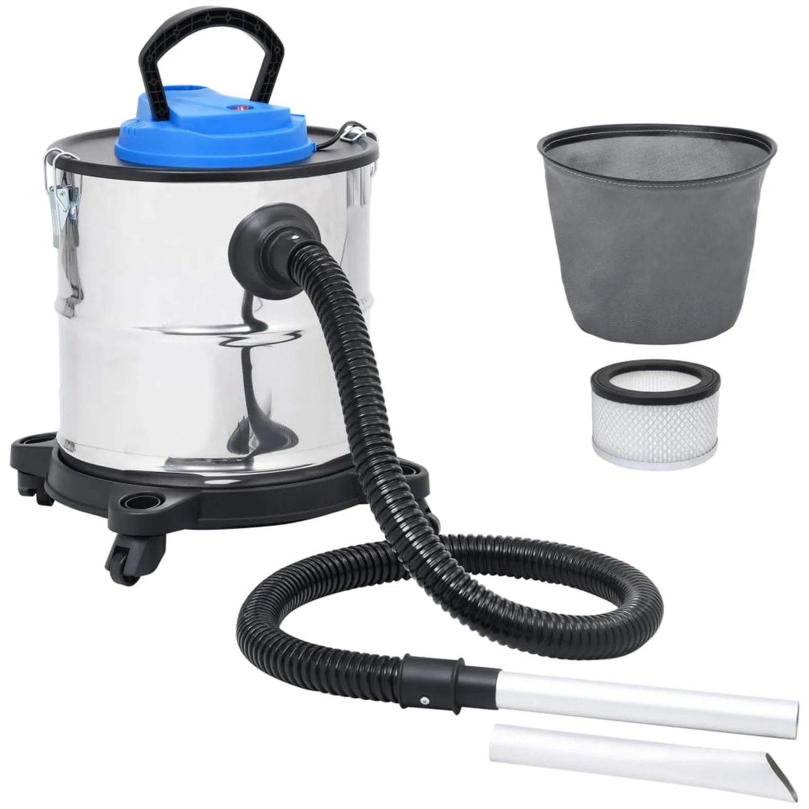 ARKEM Aspiracenere con Filtro HEPA 1200 W 20 L in Acciaio Inox,Aspirapolvere Industriale,Contenitore Acciaio Inox 20 Litri, Base in Plastica