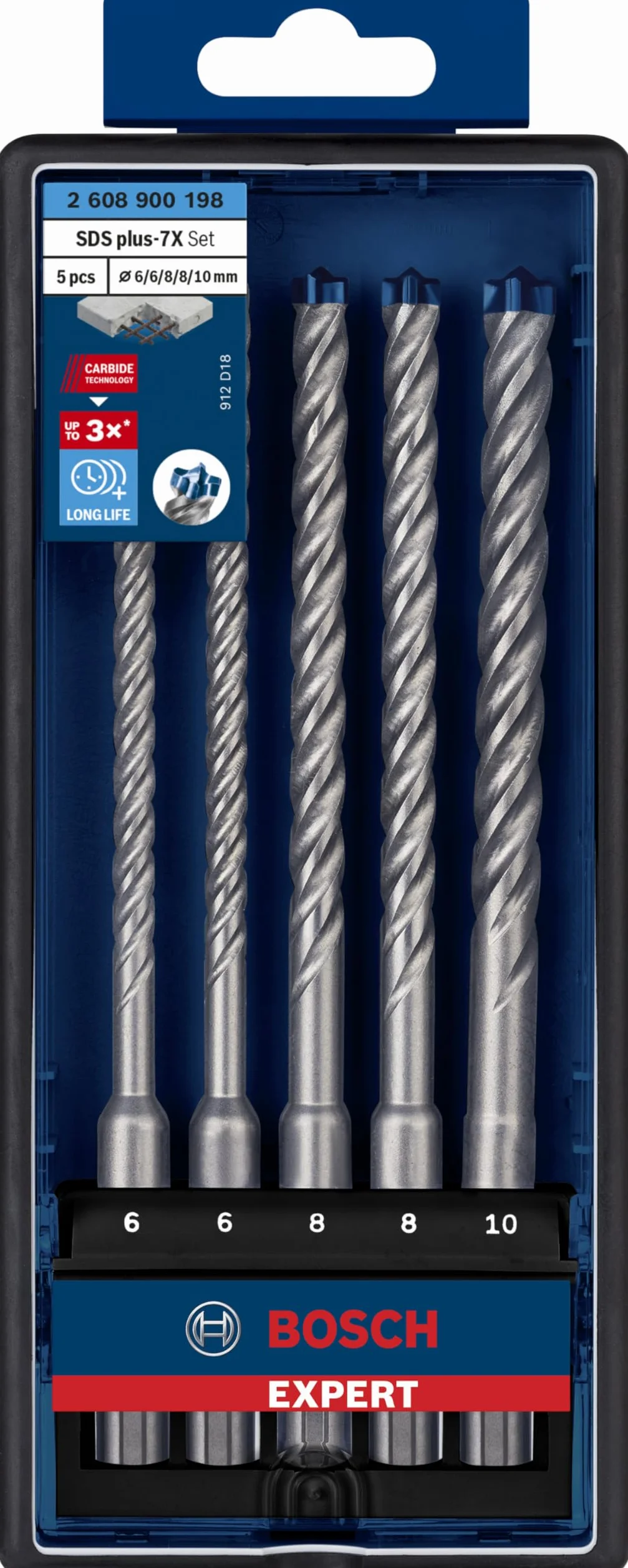 Bosch Expert SDS plus-7X Set 5 Punte per Martelli 6-10 mm