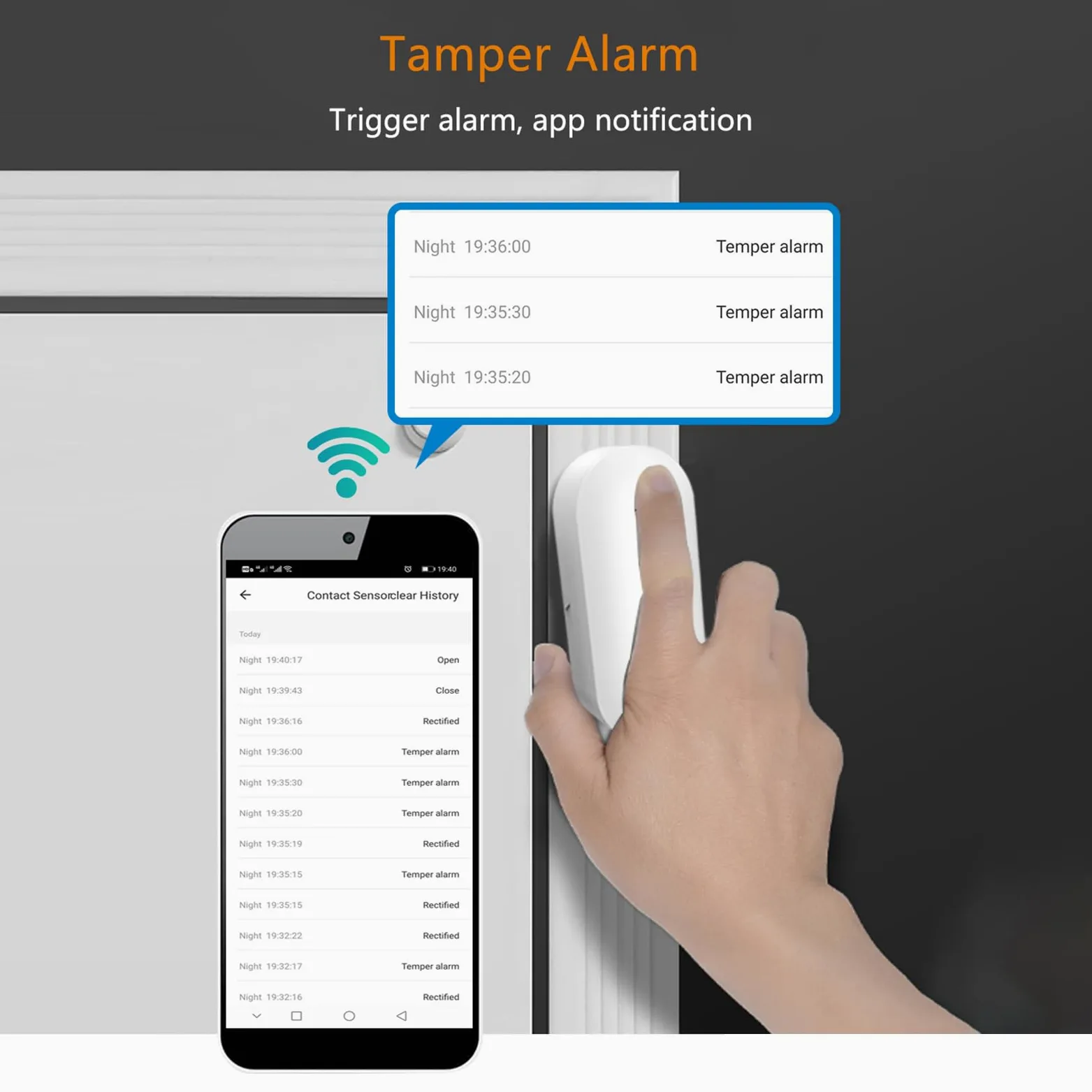 Sensori per Porte WIFI Allarmi Rilevatori di Ingressi Wireless Intelligenti per la Sicurezza Domestica con APP, Bianco 4 Pezzi (Bianca #-4)