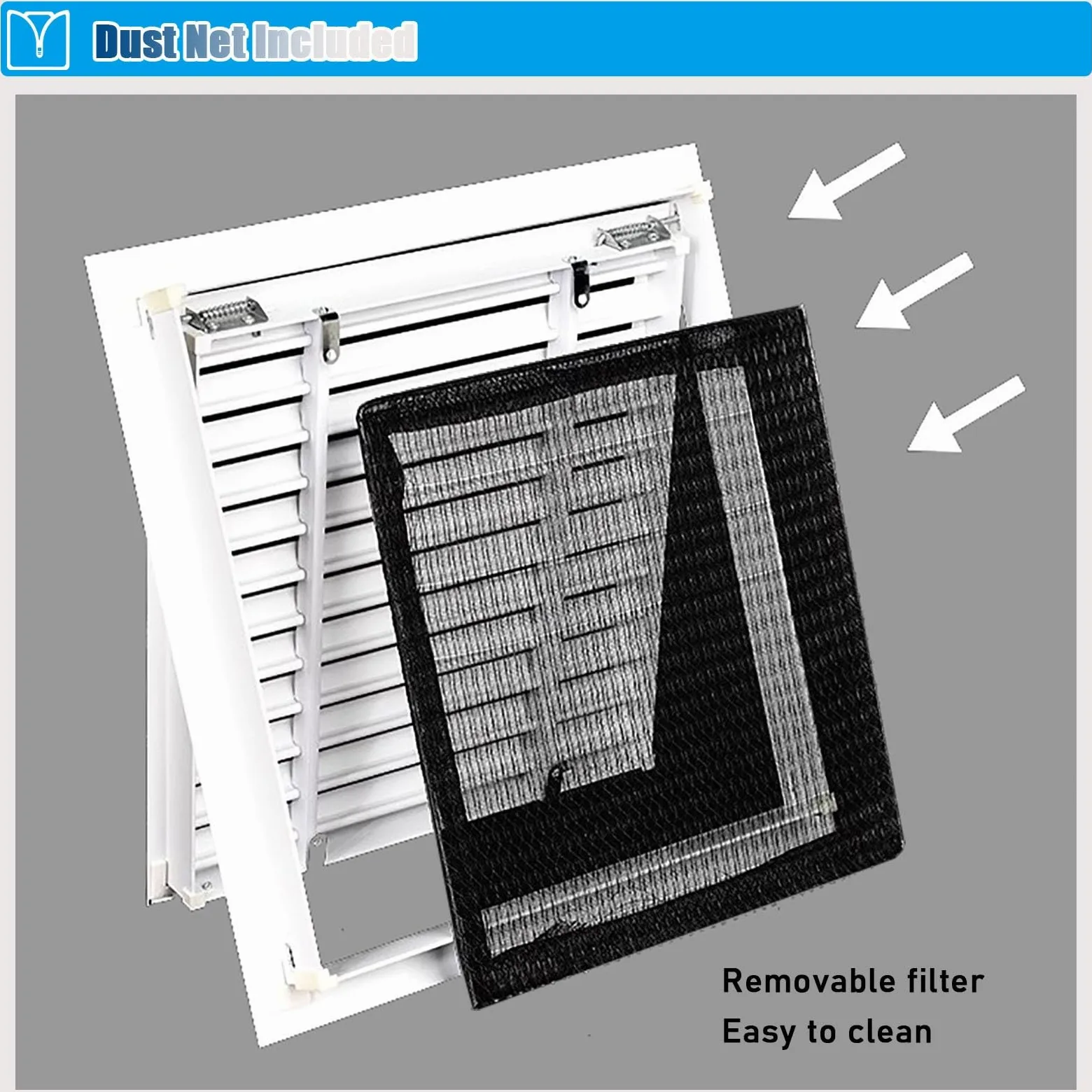 Griglia di Ventilazione Griglia di Ripresa per Soffitti con Filtro, Rimovibile Griglia/Copertura della Bocchetta De'aria HVAC per Bagno Cucina, Rettangolo Coperchio di Ventilazione(24x50 cm)