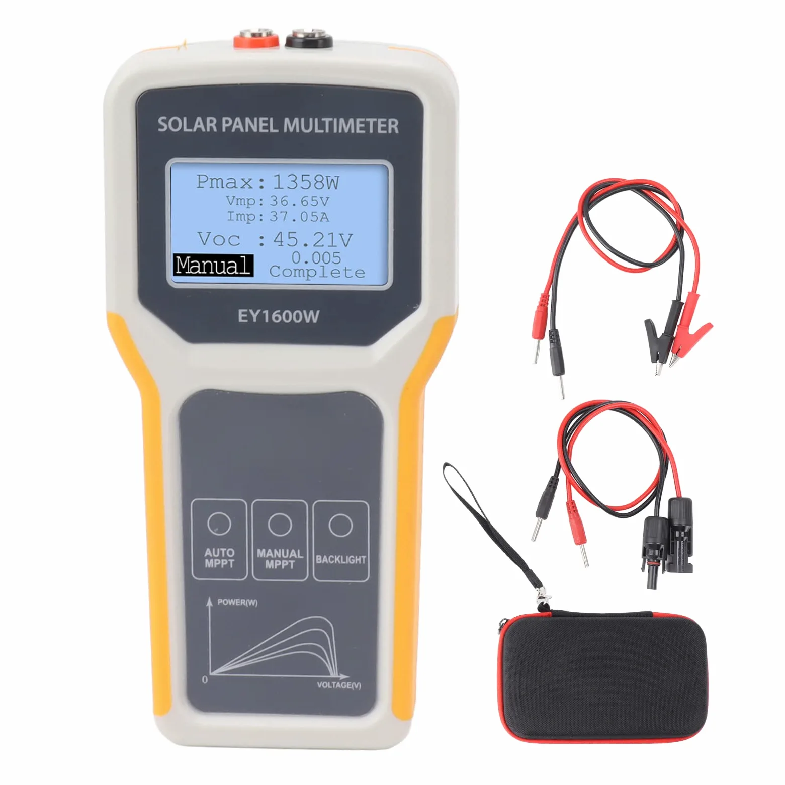 ANGGREK Multimetro Solare Fotovoltaico, Materiale ABS, Tester MPPT Accurato, Display Retroilluminato, Misurazione della Tensione a Circuito Aperto, Utenti di Pannelli Solari