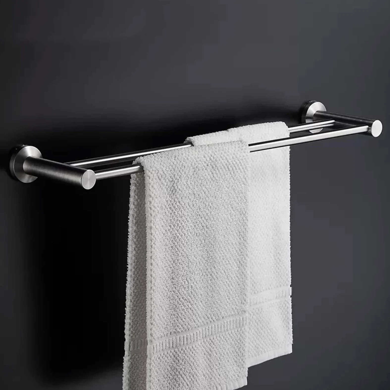 Portasciugamani doppio da parete in acciaio inox SUS304, 40-100 cm, per cucina, bagno, WC, hotel, design moderno e salvaspazio (dimensioni: 40 cm)