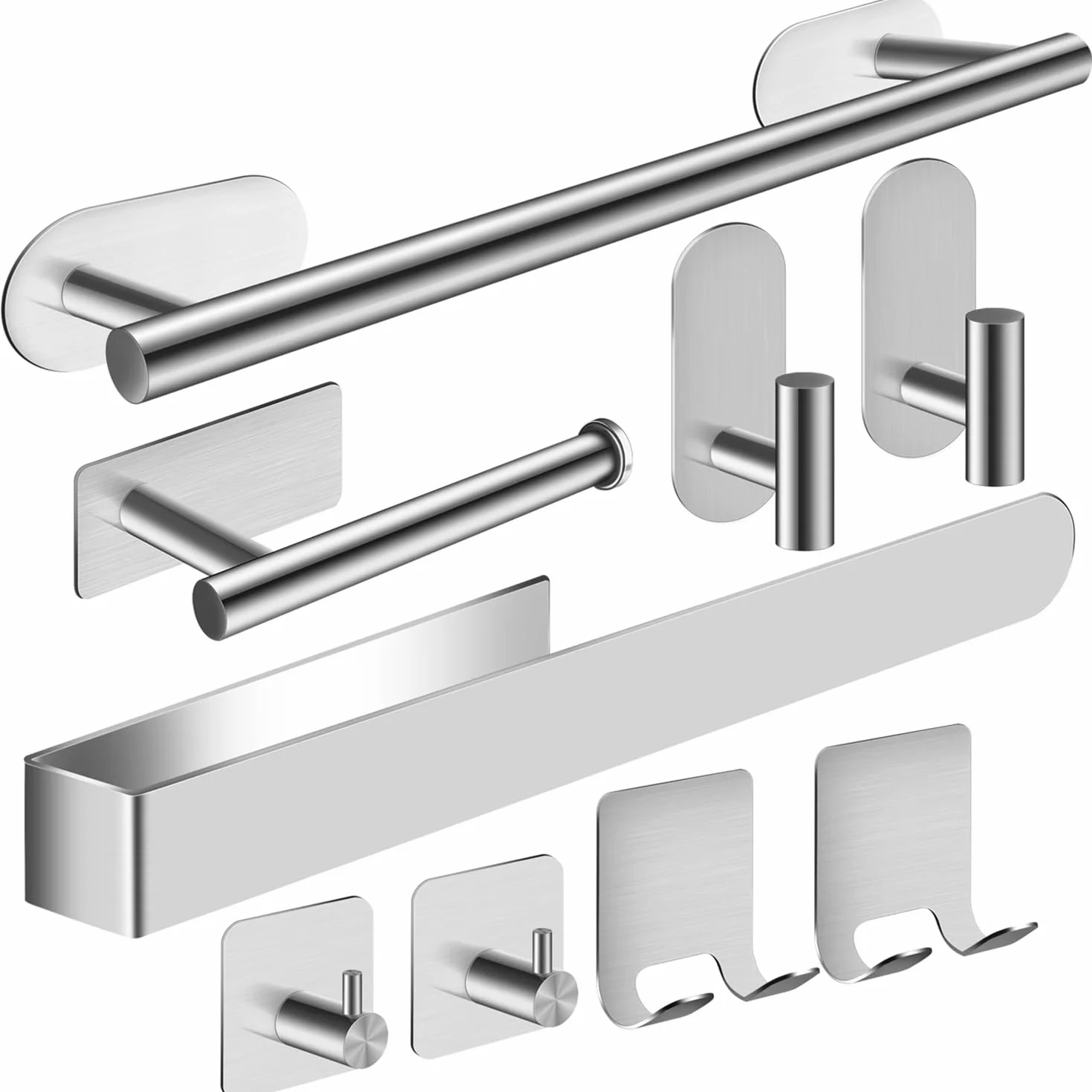 Set portasciugamani da bagno 9 pezzi argento installazione senza fori