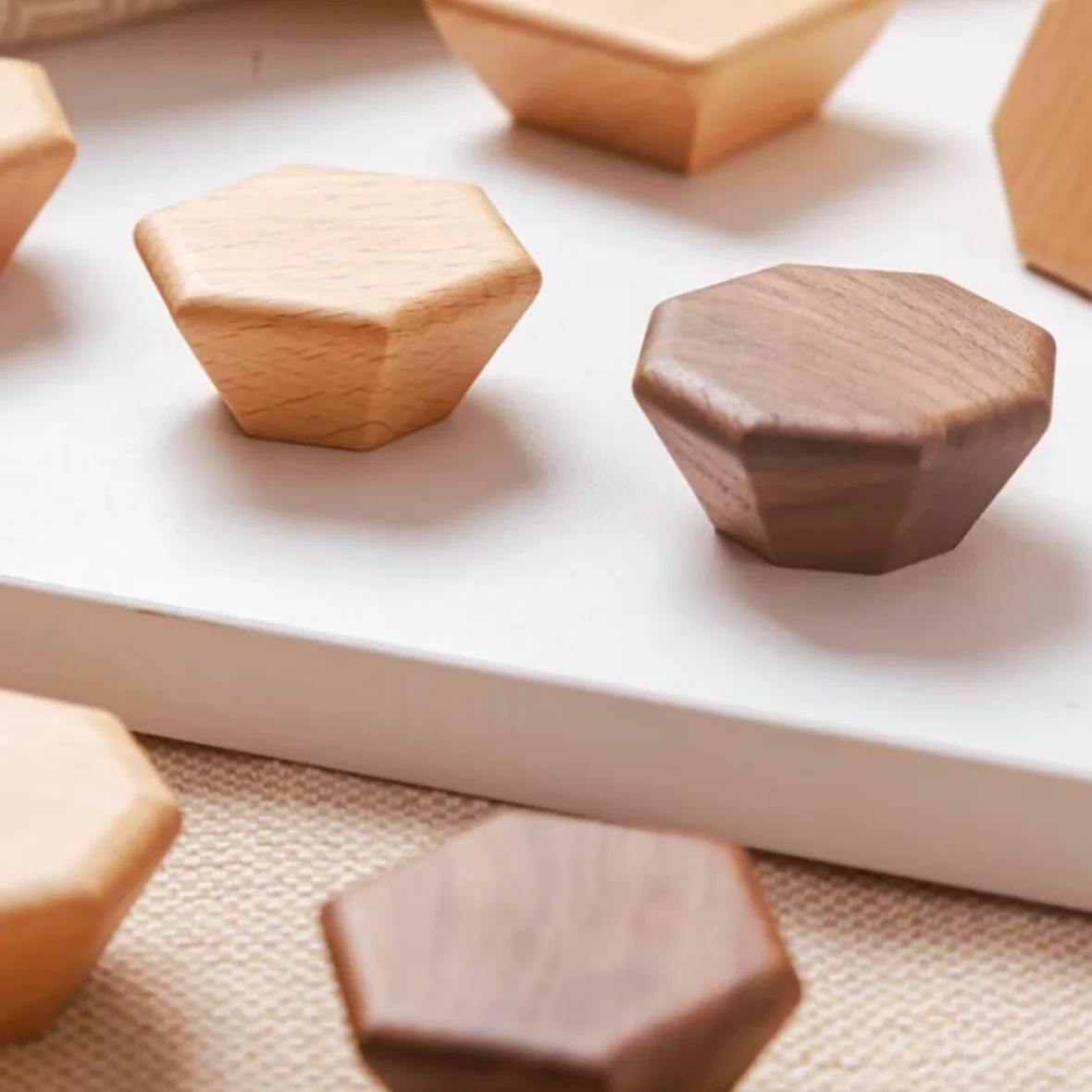 Pomelli ottagonali per cassetti, 60 mm, 10 pezzi, in legno di noce, pomelli ottagonali per ante di armadi, pomelli di ricambio per armadi, mobili, cucina, grandi dimensioni