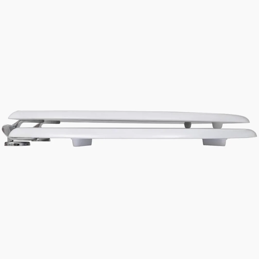 Sedile WC in MDF, bianco, confezione da 2 | Cerniere extra forti in zinco cromato, regolabili da 12 a 20 cm, facili da pulire, per famiglie e alberghi