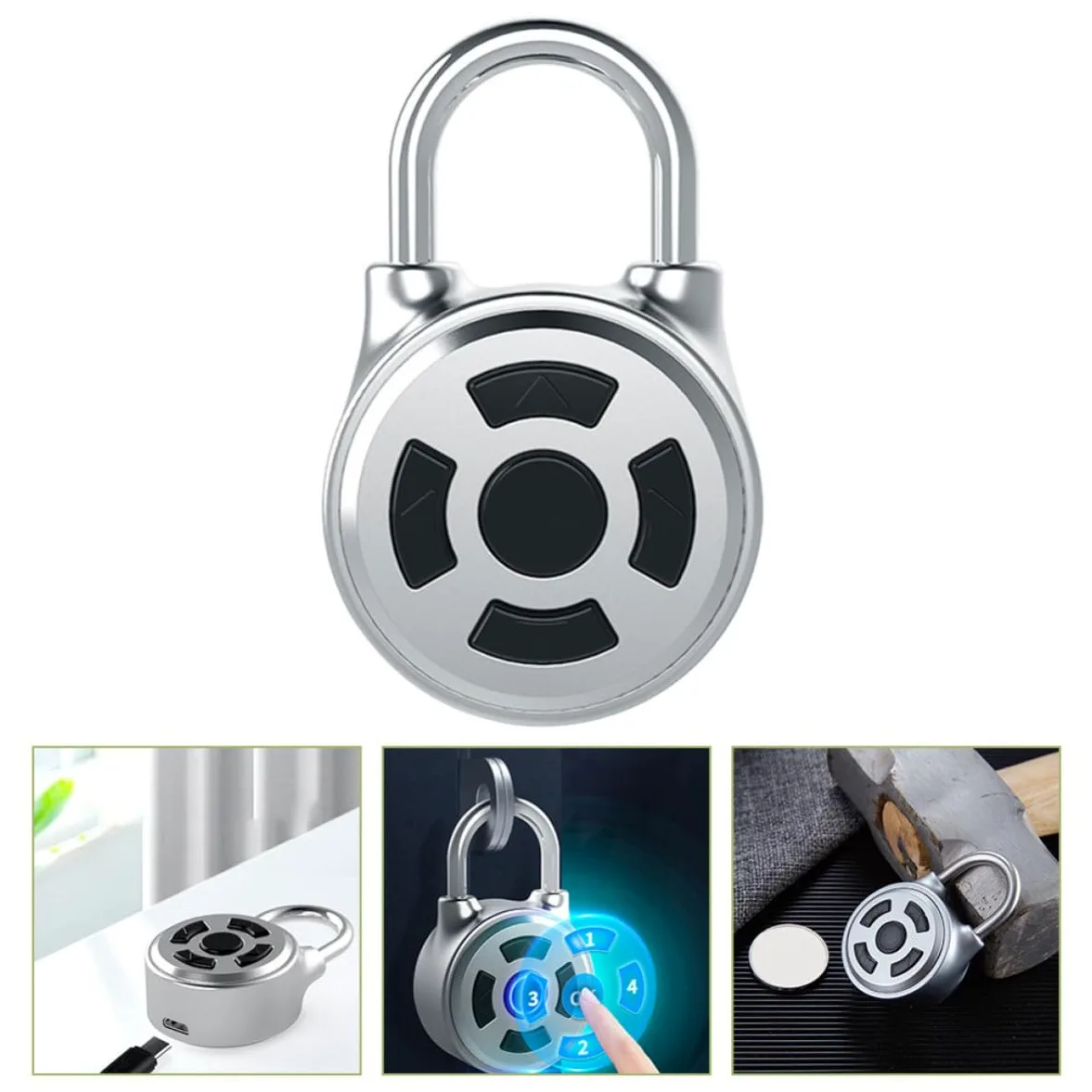 VICASKY Lucchetto per Armadietto Wireless, Lucchetto Combinazione per Valigia, Acciaio Inossidabile e Lega di Zinco, Argento, Controllo App, Sblocco Password, per Armadietto Palestra