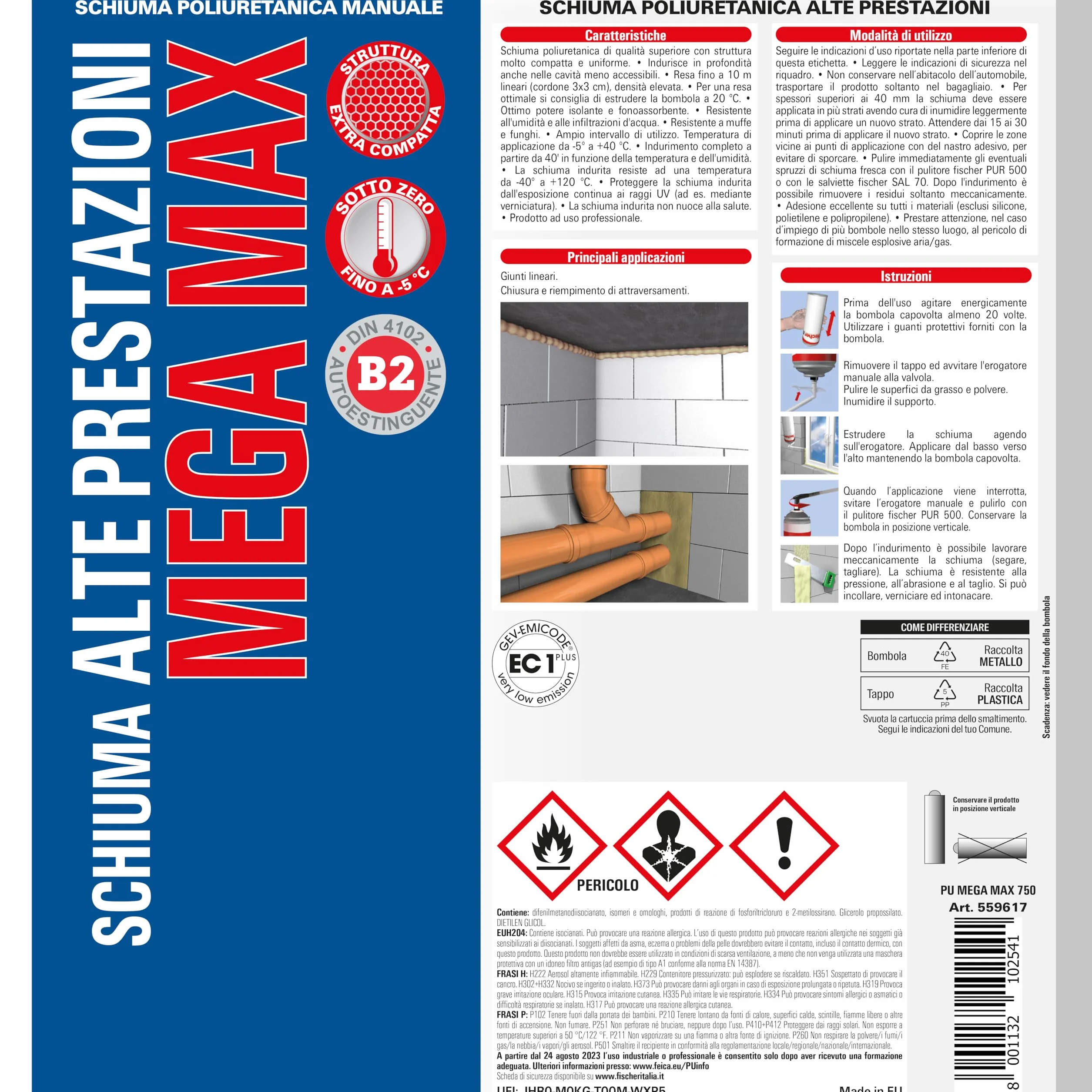 Fischer PU MEGA MAX 750 Schiuma Poliuretanica Manuale
