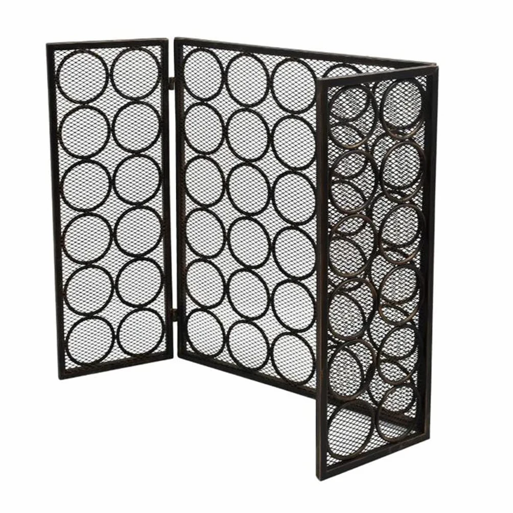 Schermi per Caminetti di Guardia Schermo for camino in ferro battuto Schermo Tri-fold Circle Pattern With Net Spark Protection Screen Home Camino Sicurezza Accessori per Caminetti in Rete Decorativa