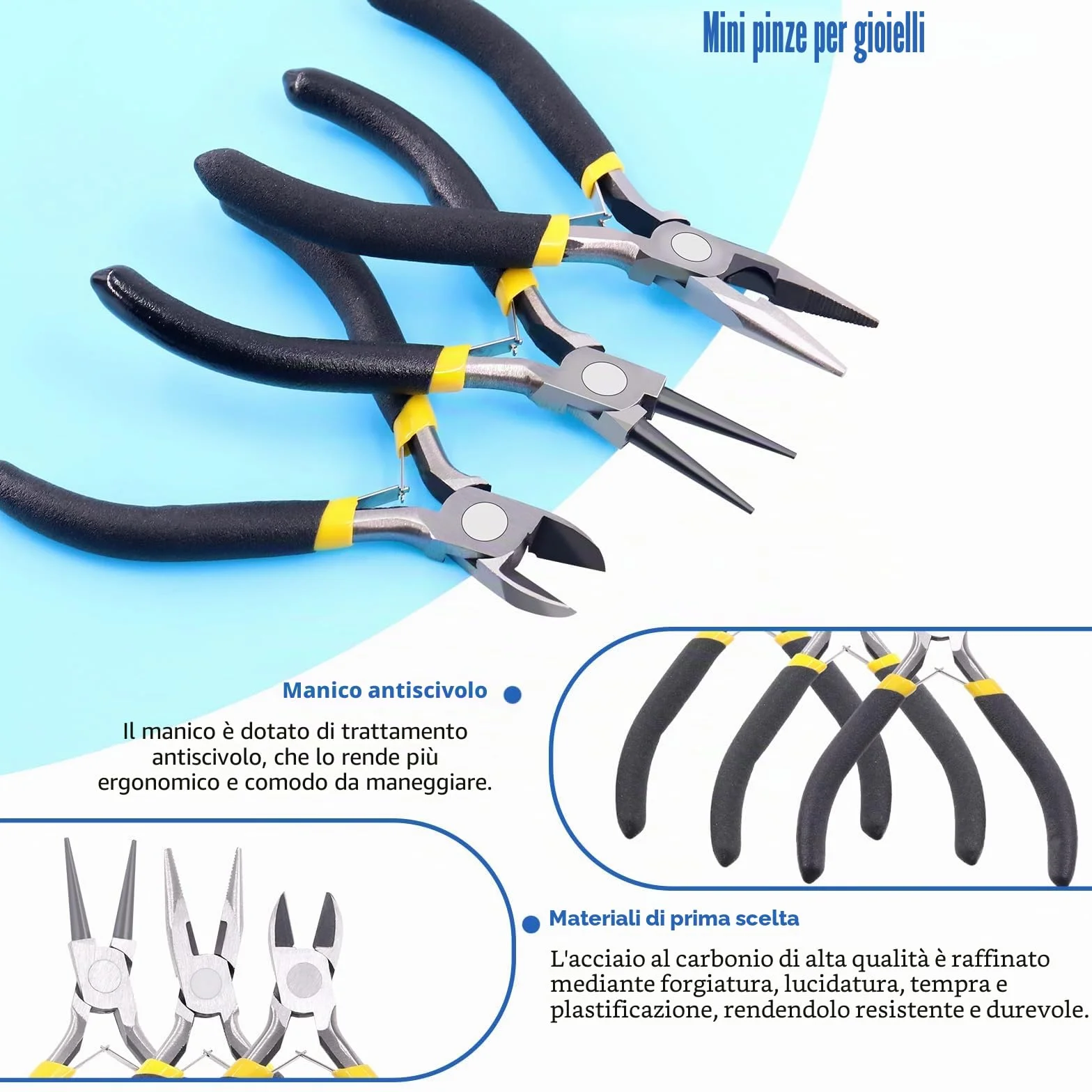 Glarks Kit 6 pinze per gioielli, strumenti professionali per creazione gioielli