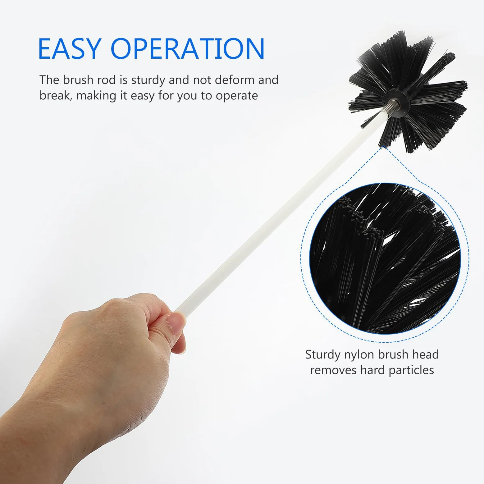 Scovolo Spazzacamino in Nylon Nero Leggero Facile Installazione per Pulizia Canna Fumaria e Ventilazione Stufa per Manutenzione Domestica