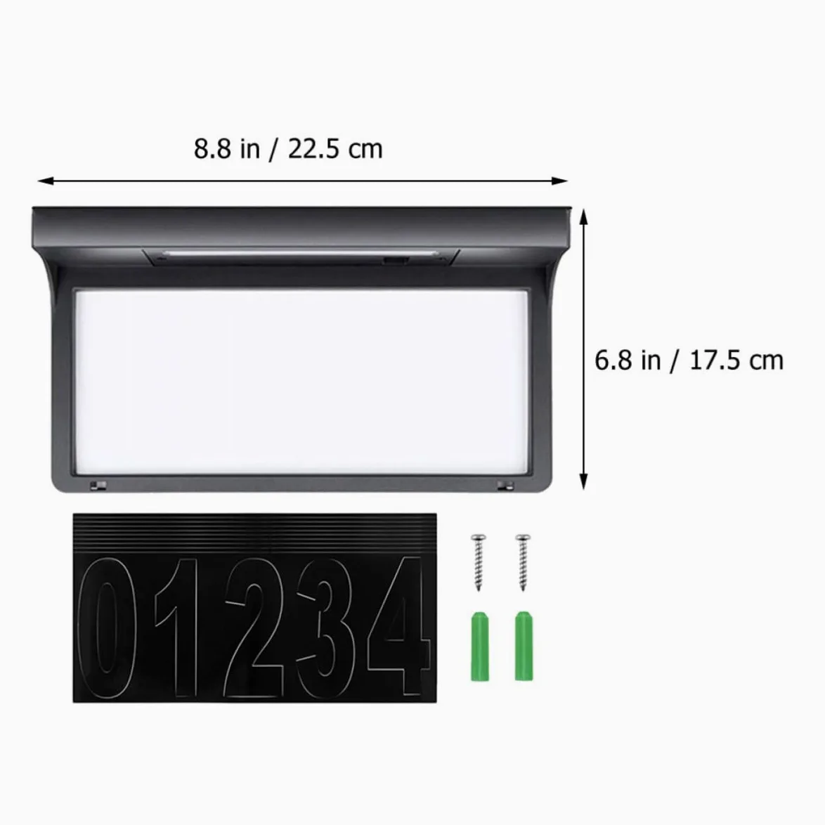 Targa Numero Civico Solare LED 6 Lampade 1, 2v 600mah per Esterni | Polisilicio e Plastica Nera, Controllo Luce, Copertura Ampia per Giardino e Cortile