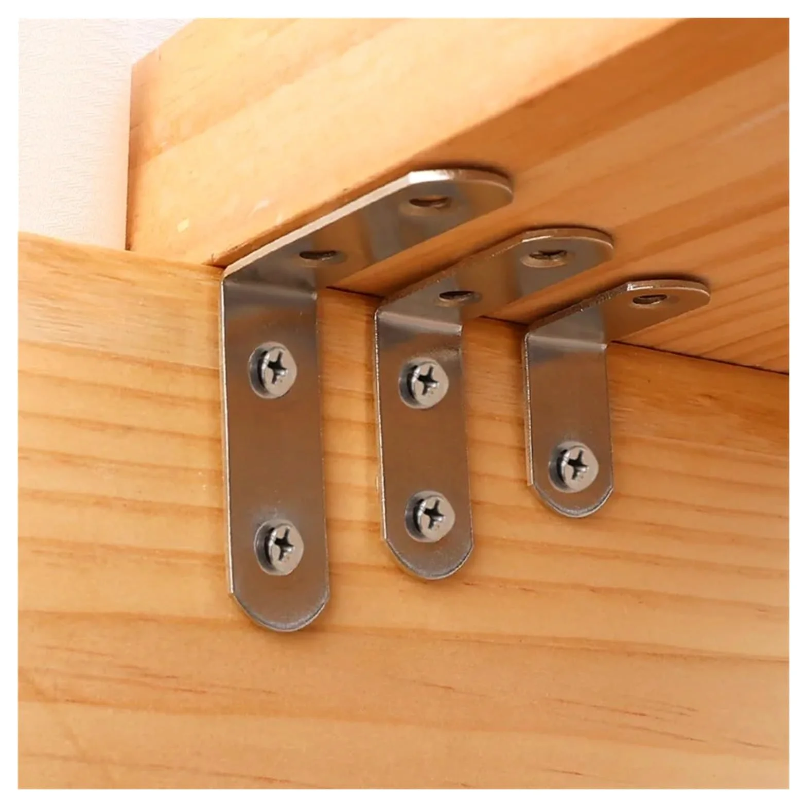 20/1 Set Staffa a L di supporti angolari Staffe ad angolo retto da 90 gradi con viti for mobili in legno for la casa Scaffali for sedie Adatto per il fissaggio e il supporto(20 Sets-16x20mm)