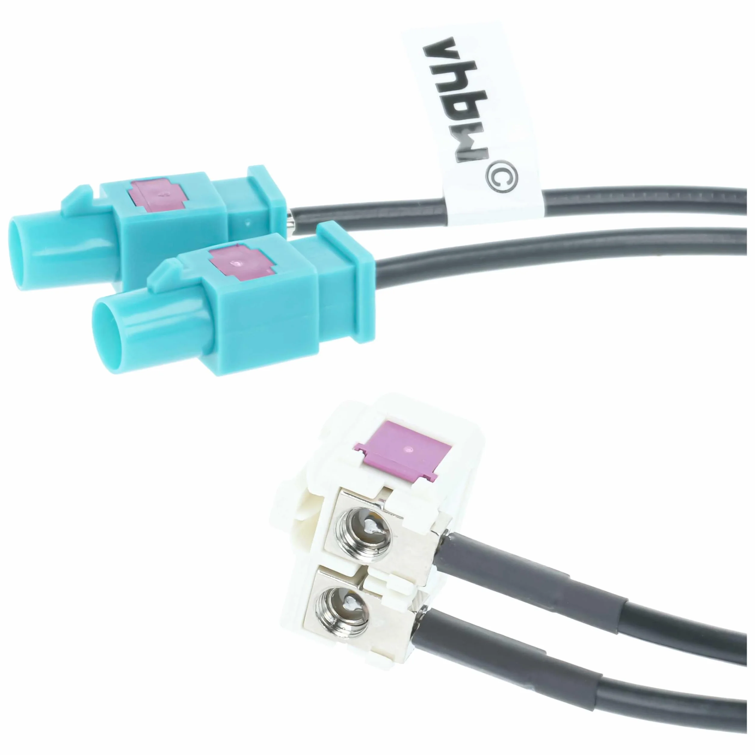vhbw adattatore per antenna a doppio FAKRA (B) compatibile con Audi VW RNS510, RNS310, RNS 510, RNS 310 autoradio, auto - Cavo adattatore, 9 cm