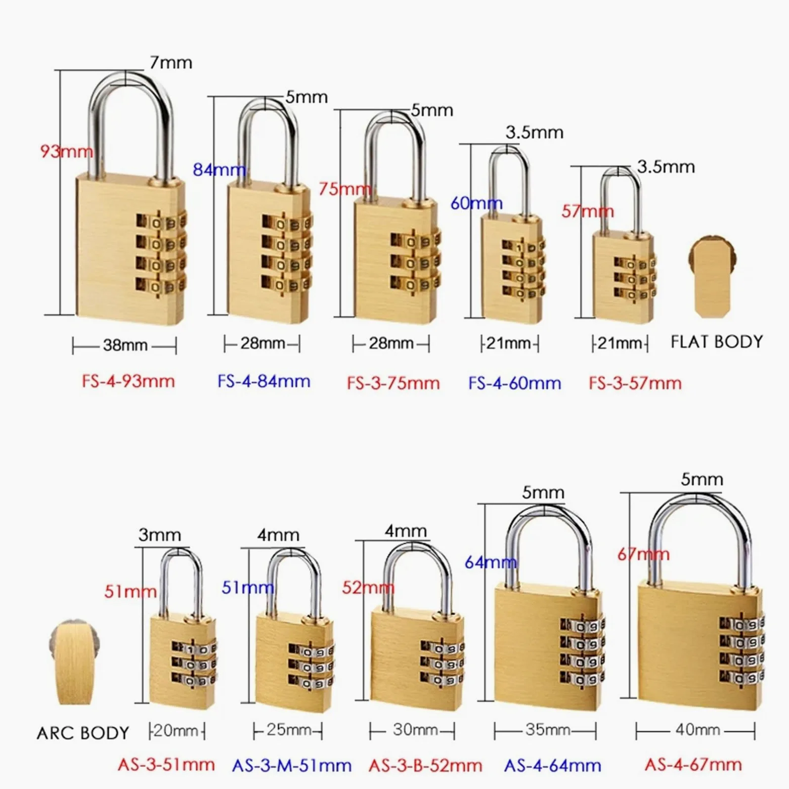 Lucchetto di sicurezza in ottone massiccio con codice di combinazione della password for armadietto digitale della palestra, serratura del cassetto della valigia, ferramenta 1 pz(AS-4-67)