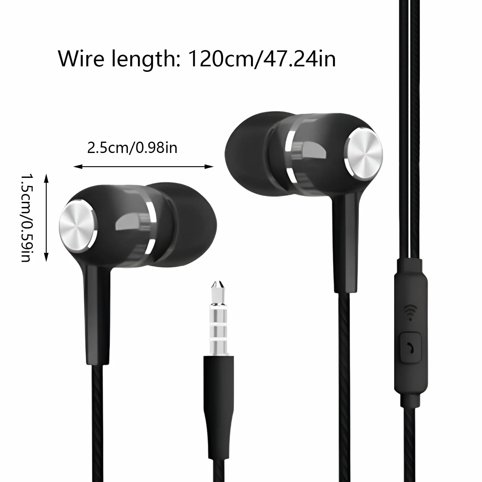 Generico Auricolari cablati, cuffie cablate | Telefoni auricolari con cavo | Auricolare a cavo Boost da 3,5 mm per la musica per allenamento per aerei da viaggio da viaggio