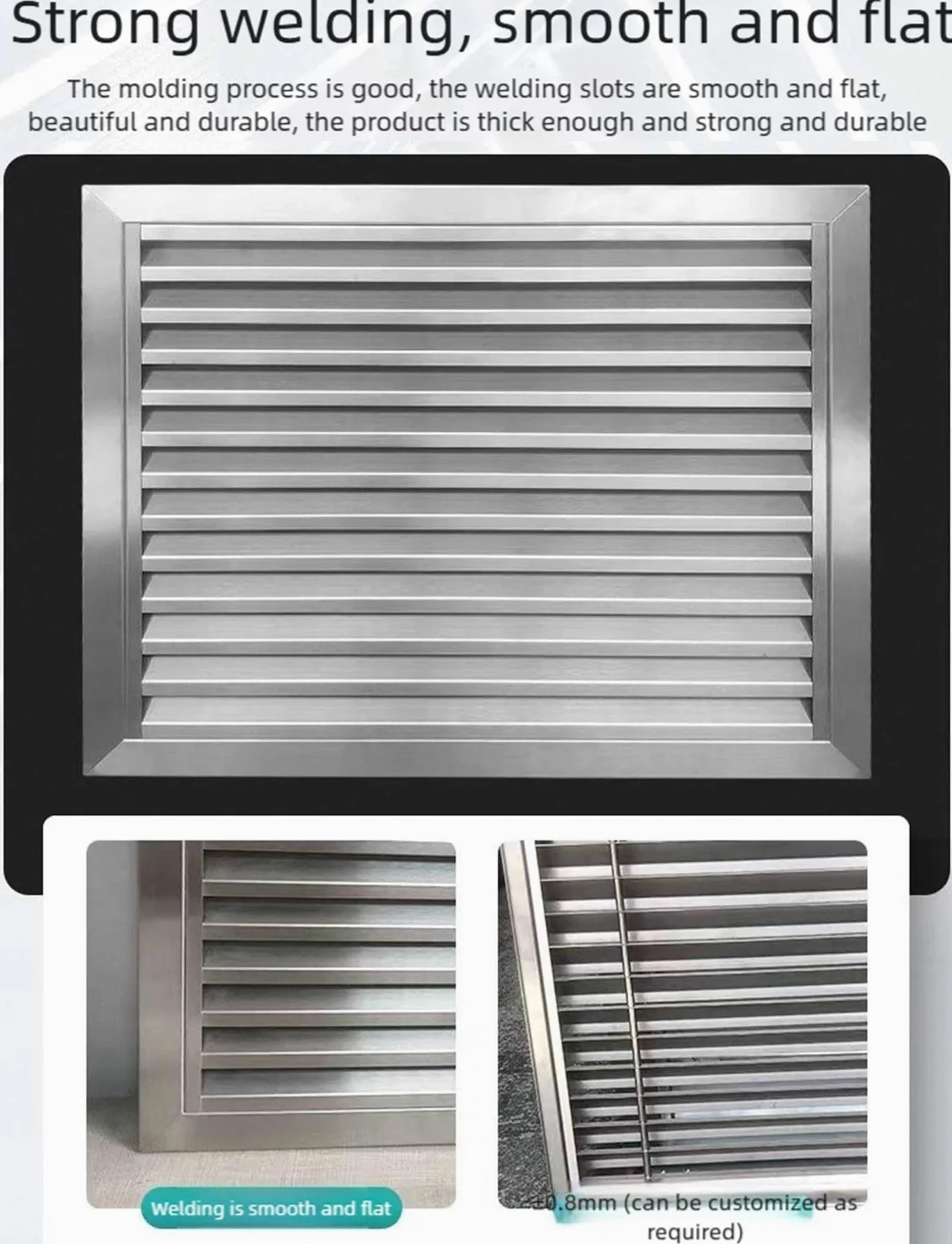 Generico Griglia di Ventilazione a lamelle in Acciaio Inossidabile Resistente, griglia Decorativa per condizionatore d'Aria per Installazione a Parete e a soffitto, Accessorio Durevole per bocchette