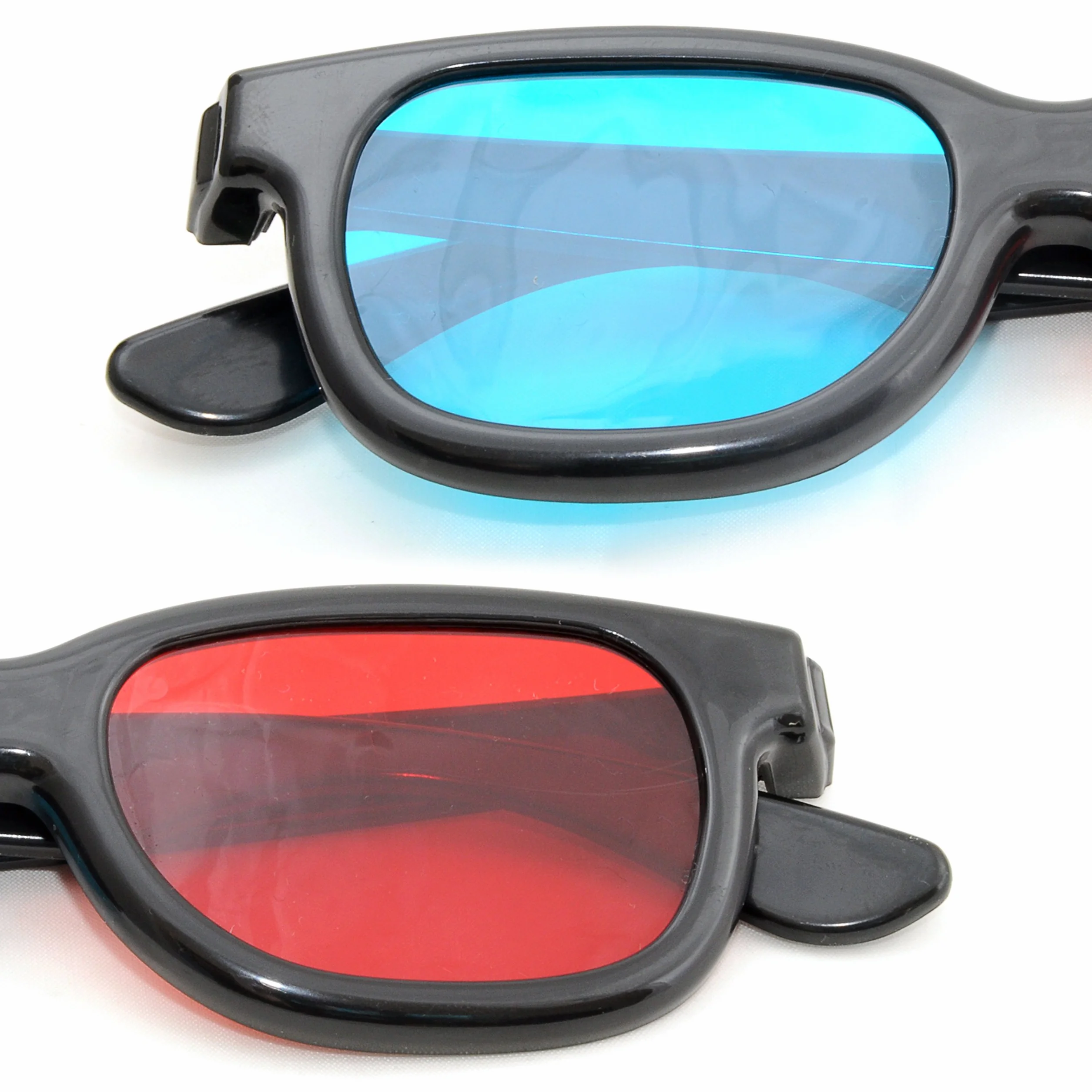 Ganzoo occhiali 3D anaglifi rosso ciano, montatura nera in plastica pieghevole con cerniere, per foto e video anaglifo su schermo, compatibili con TV monitor e giochi PC, set da 2, 15 cm, peso 21 g