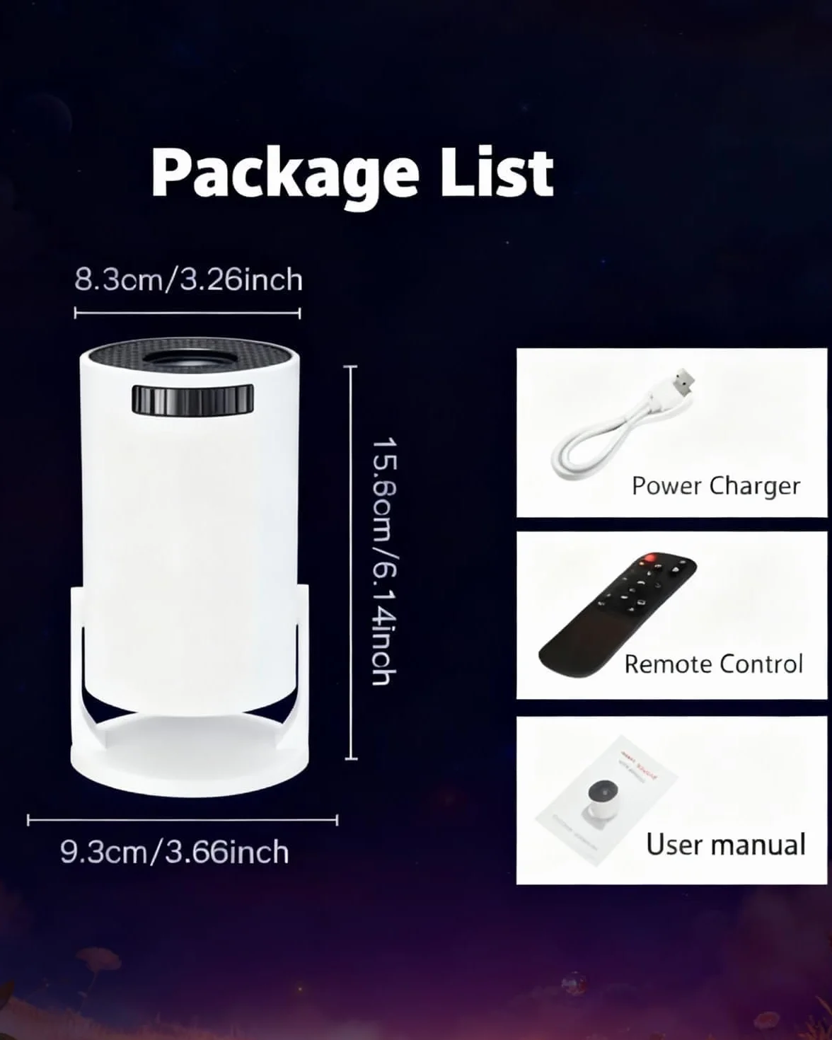 Mini proiettore Intelligente da 210°, proiettore di Film Intelligente 4K, Altoparlante Integrato, WiFi e Bluetooth, Oltre 20 Scene di finestre, for Camera da Letto o Soggiorno