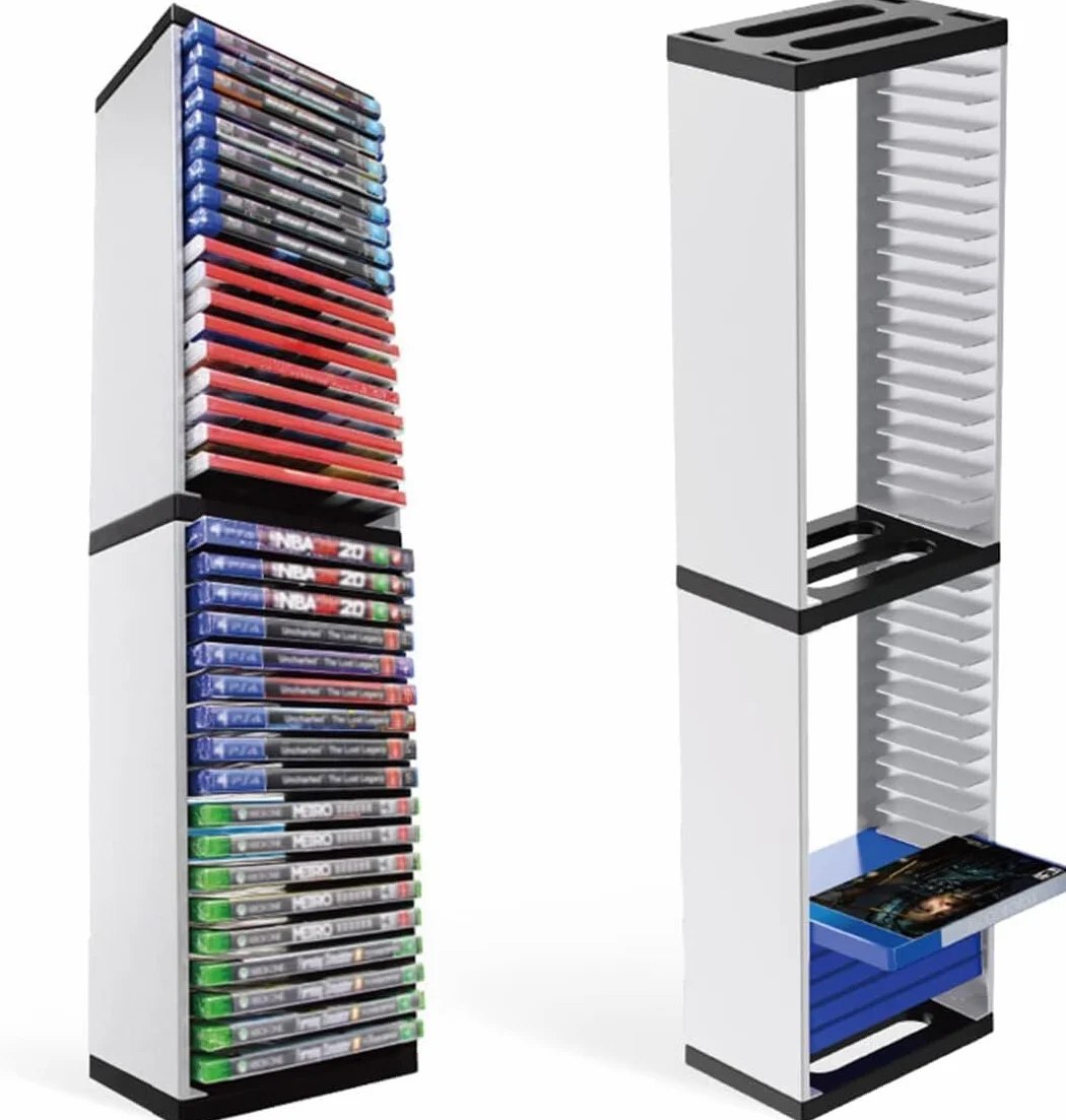 NCONCO Torre di archiviazione per giochi, 36 pezzi, torre di archiviazione per dischi di gioco in ABS, torre universale per PS5/PS4/Xbox One/NS e dischi Blu-Ray