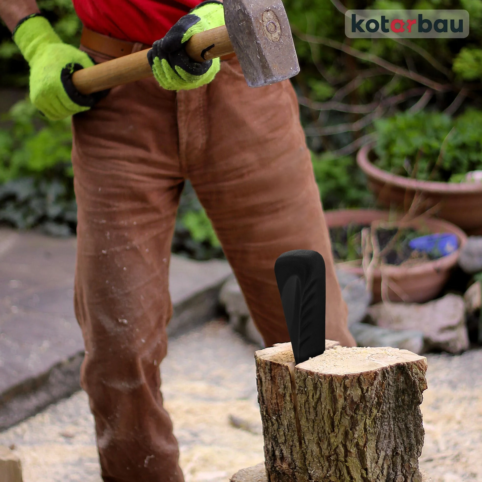 KOTARBAU® Cuneo rotativo forgiato per spaccare legno in acciaio