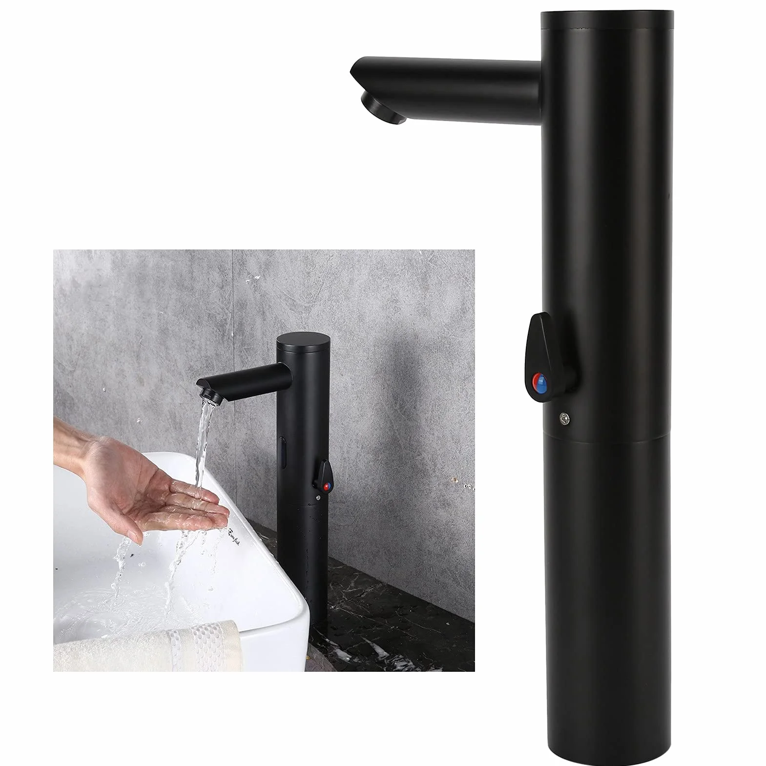 Rubinetto automatico con sensore a infrarossi in ottone touchless caldo e freddo nero per cucina bagno