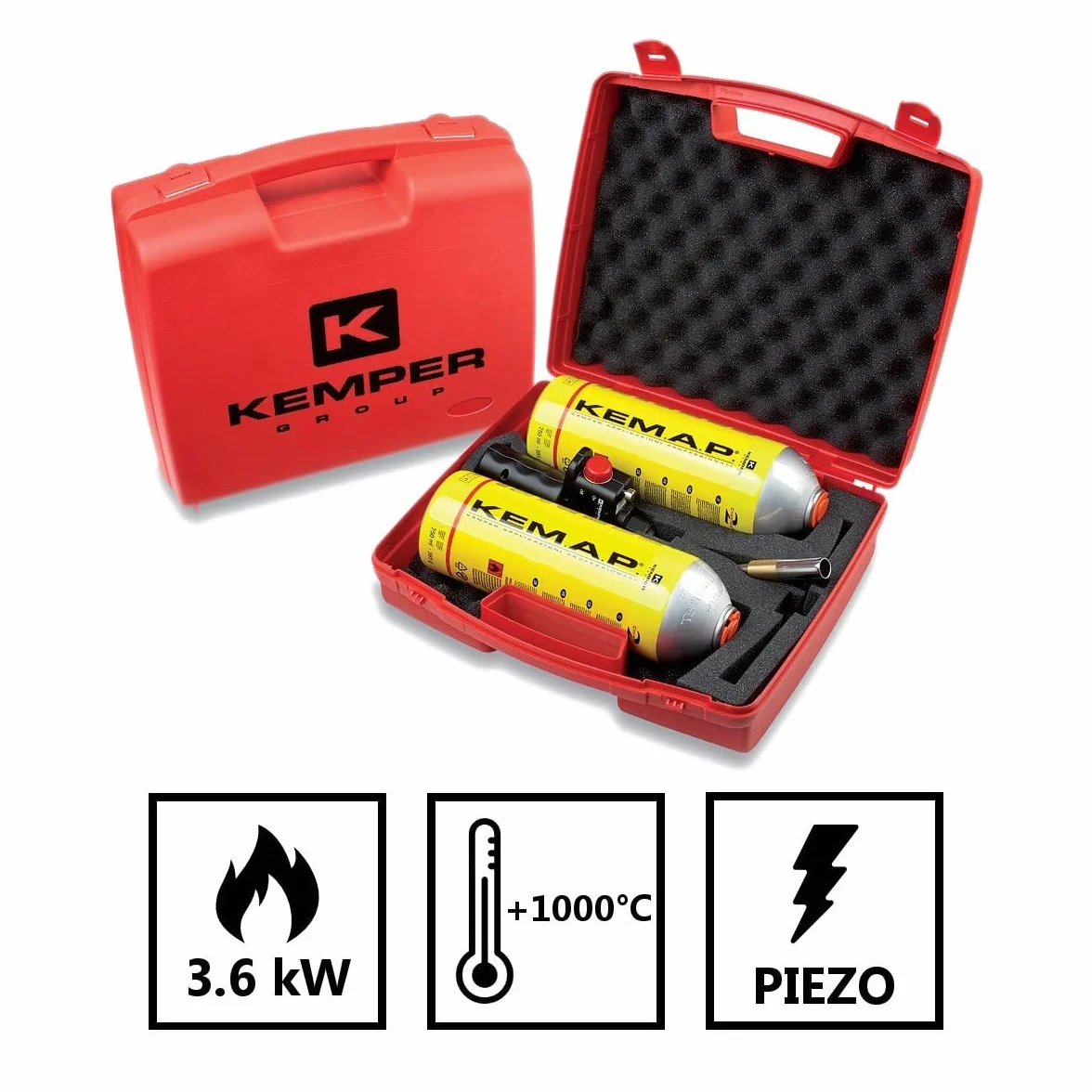 Profesjonalna lampa saldatura Valigetta Cannello + 2 bombole gazowe Kemap