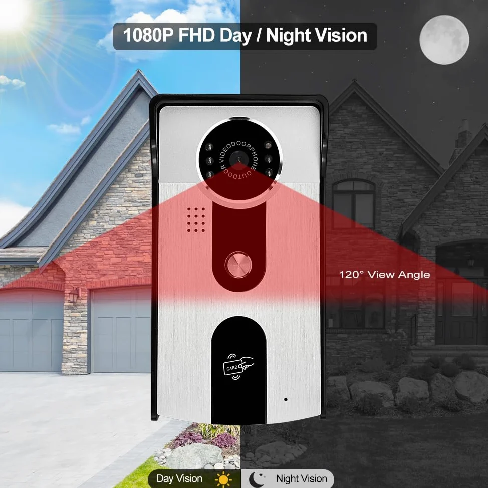 Sistema di Videocitofono Cablato LCD TFT da 7 '' Monitor per Interni WiFi Tuya 1080P Camera Motion Detection Visione Notturna Audio a 2
