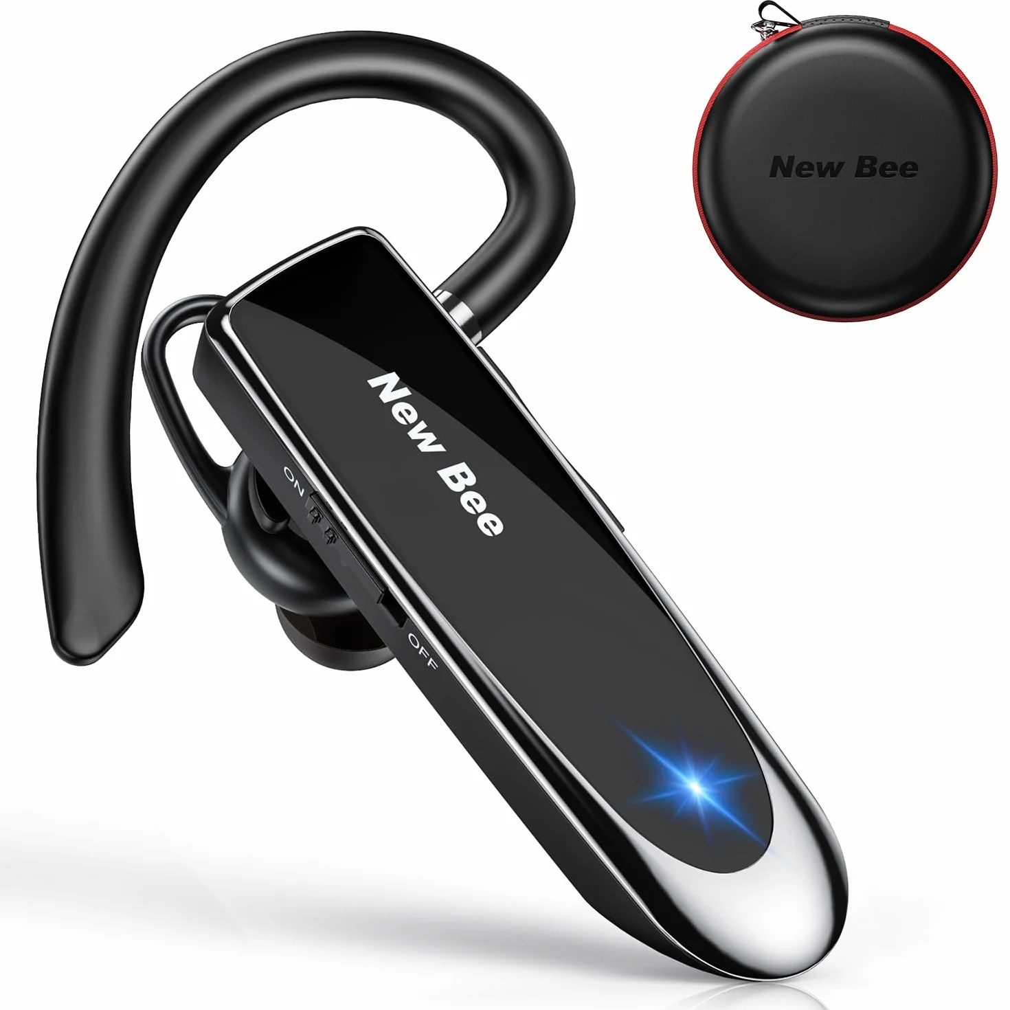 New Bee Auricolare Bluetooth V5.0 a mano libera auricolare Bluetooth con tecnologia di cattura vocale chiara Kit auricolare- invisibile per iPhone Samsung Huawei Sony ecc (nero)