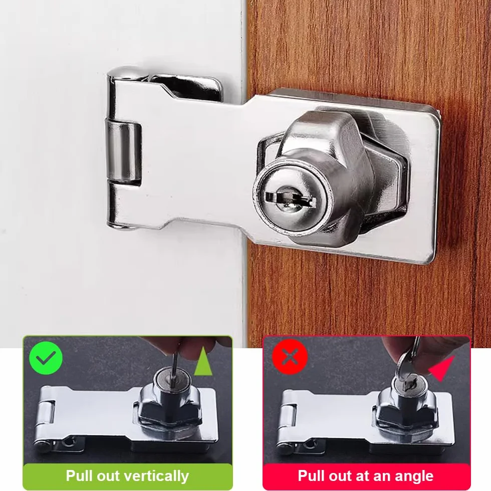 ADERTOS Serratura con chiave e graffetta lucchetto resistente per capannone porta manopola chiusura sicurezza cancelli armadietti cassetti
