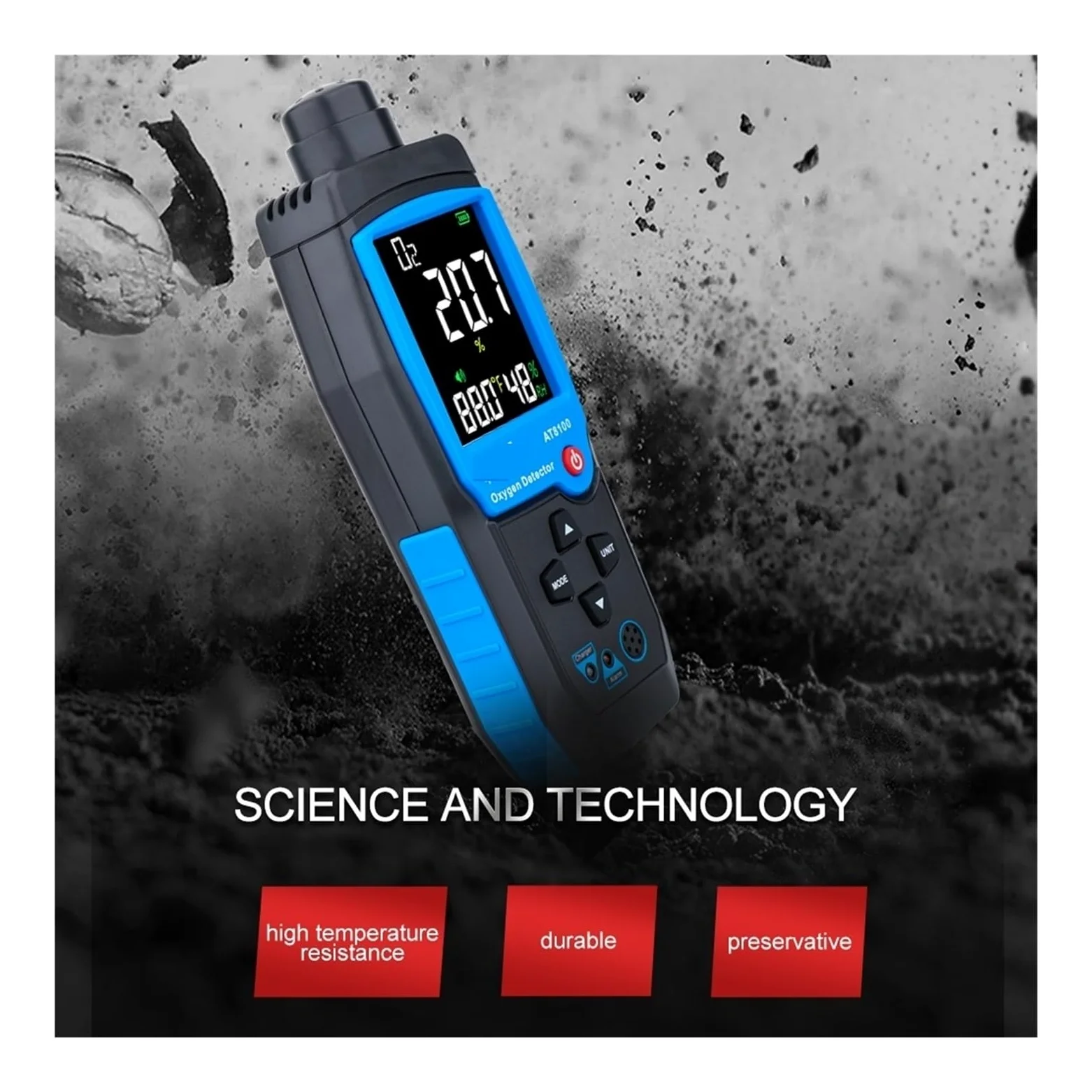 Monitor del rilevatore di gas Misuratore di ossigeno digitale con sensore intelligente Rilevatore di gas O2 Allarme luce sonora Misuratore di qualità 'aria del monitor del gas con display LCD della te