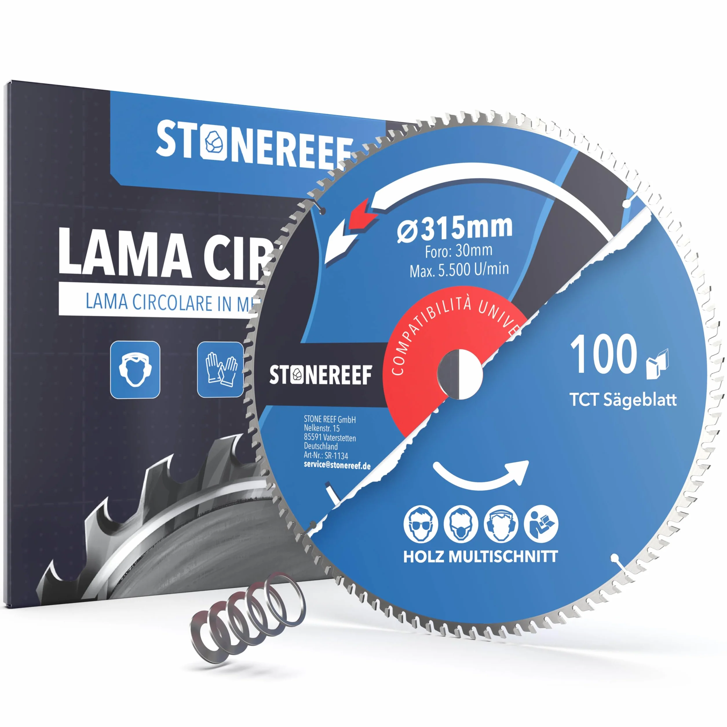 Lama per sega circolare 315x30 mm resistente alle unghie per legno compatibile con Bosch Makita