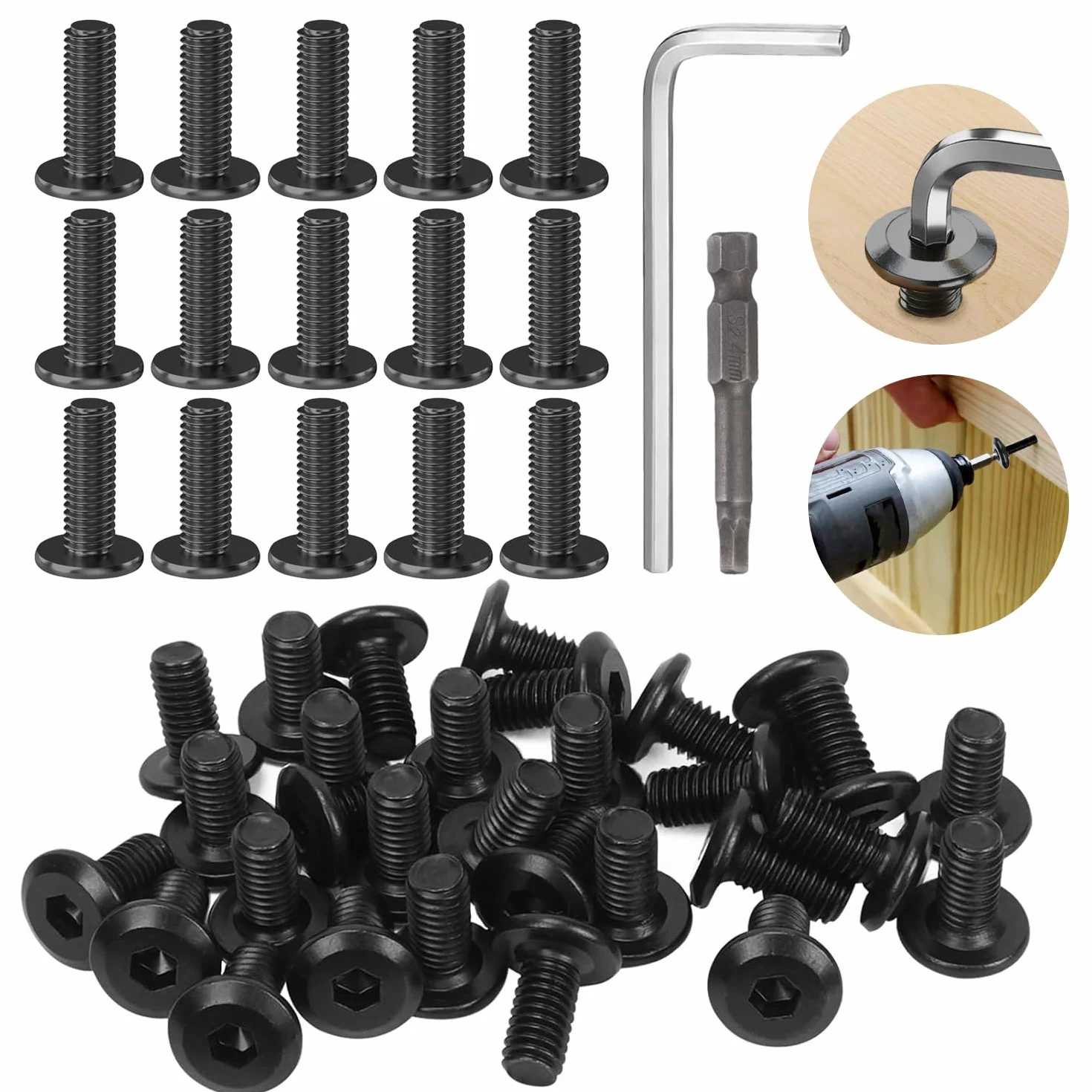 Viti M6 Acciaio Inox 304 Esagonale 16 mm 30 Pezzi con Cacciavite e Chiave a L